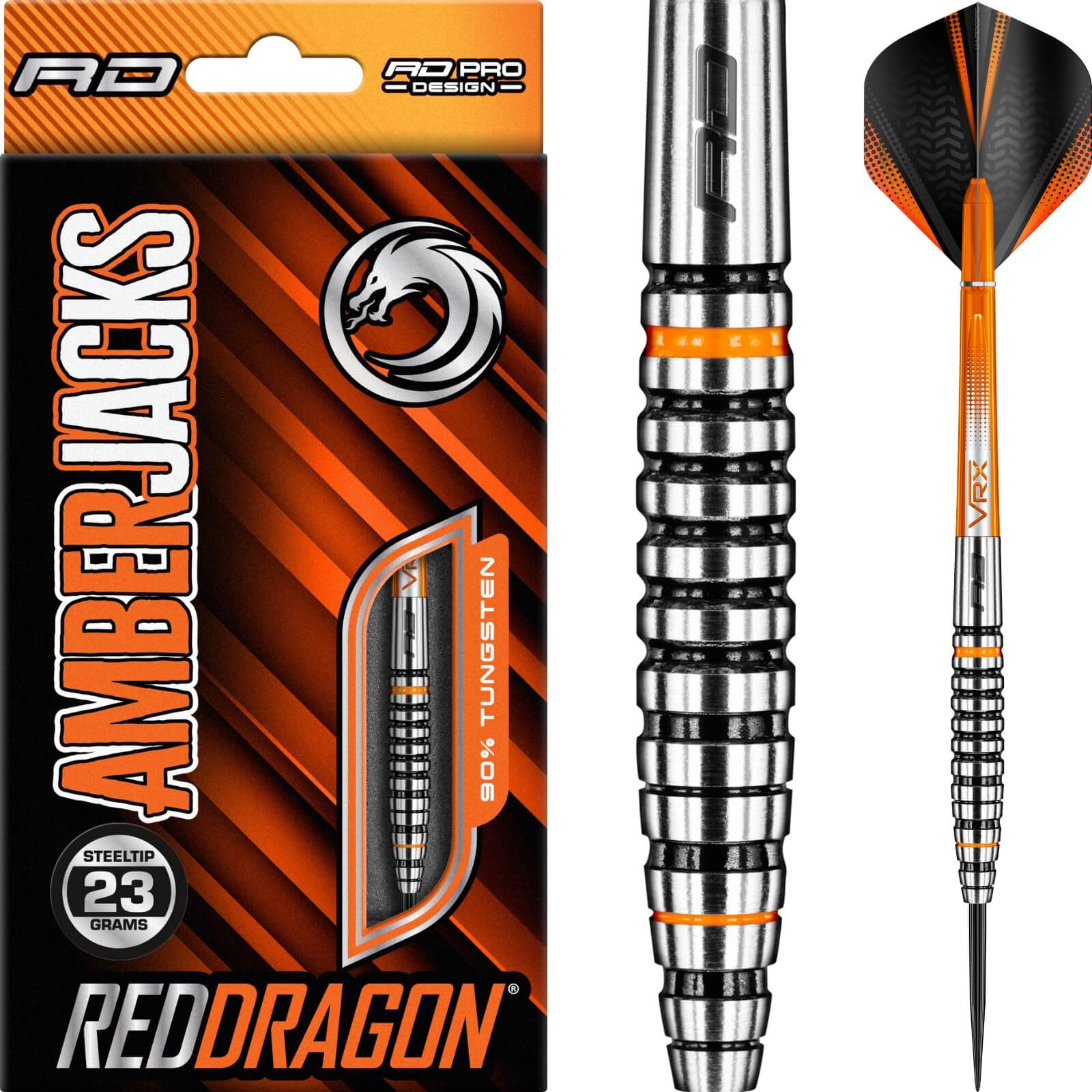 Darts - Red Dragon - Amberjack 14 Darts - Steel Tip - 90% Tungsten - 23g 25g 27g 