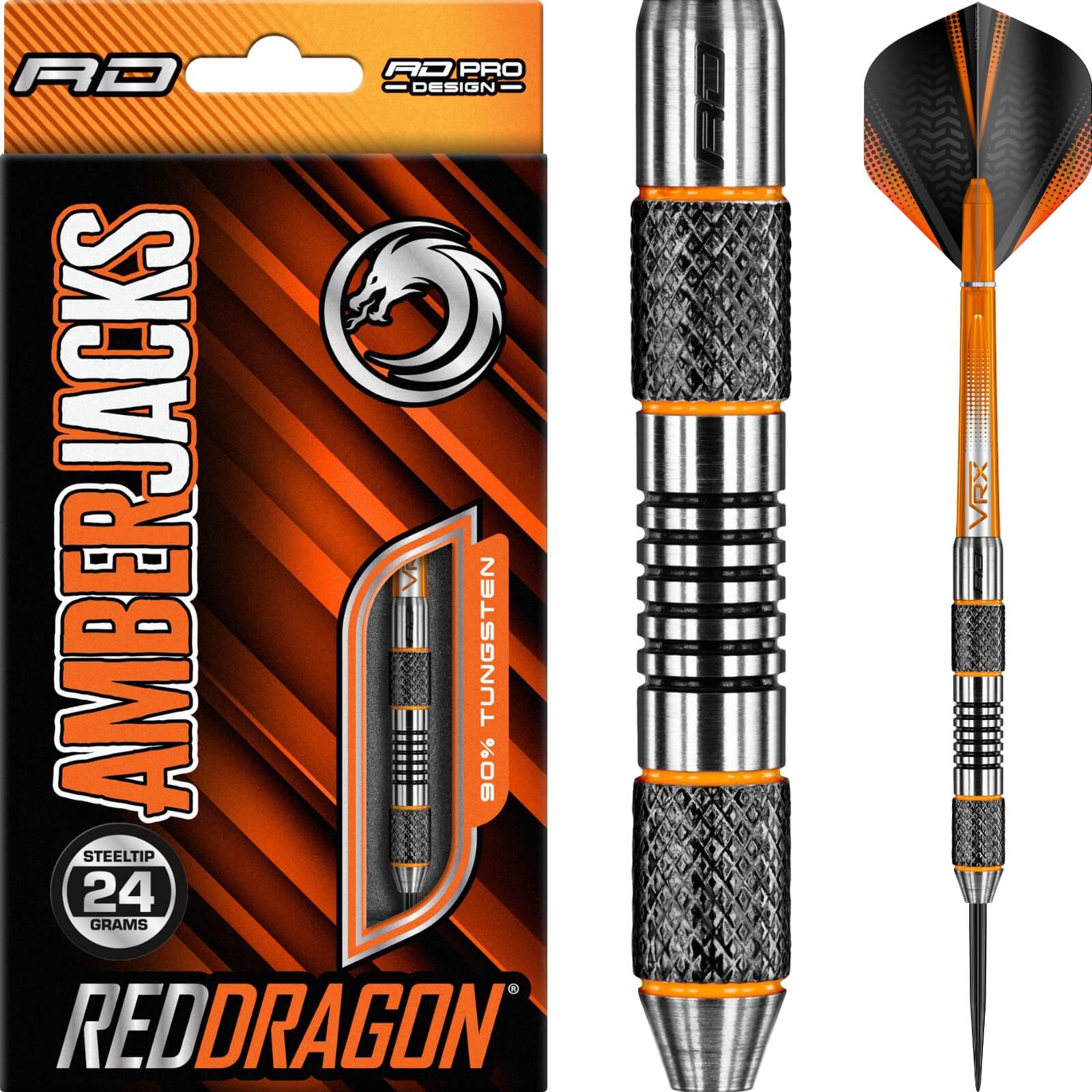 Darts - Red Dragon - Amberjack 5 Darts - Steel Tip - 90% Tungsten - 22g 24g 