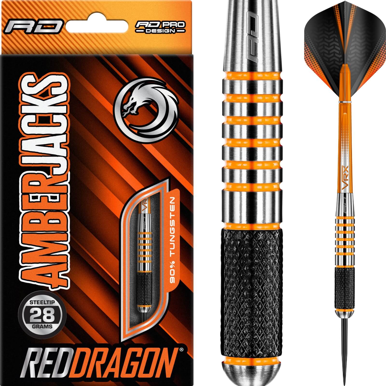 Darts - Red Dragon - Amberjack 9 Darts - Steel Tip - 90% Tungsten - 28g 