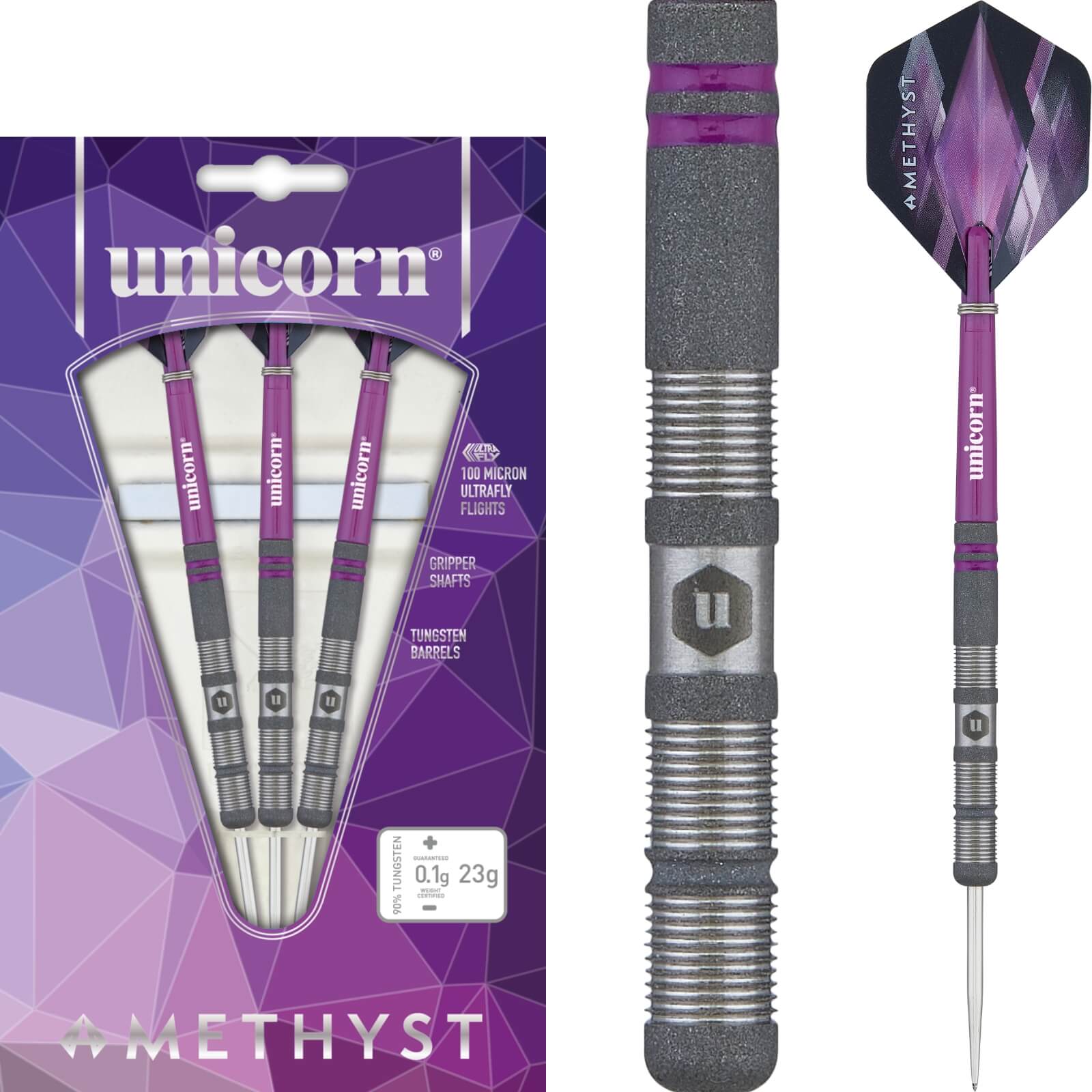 Darts - Unicorn - Amethyst Style 1 Darts - Steel Tip - 90% Tungsten - 21g 23g 