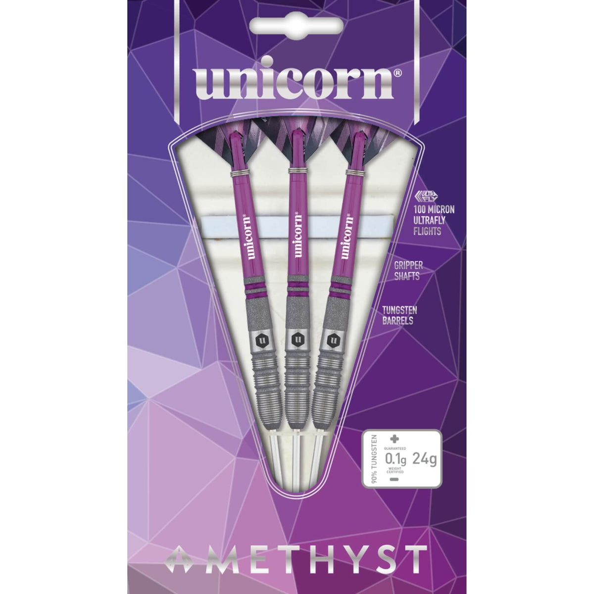 Darts - Unicorn - Amethyst Style 3 Darts - Steel Tip - 90% Tungsten - 22g 24g 