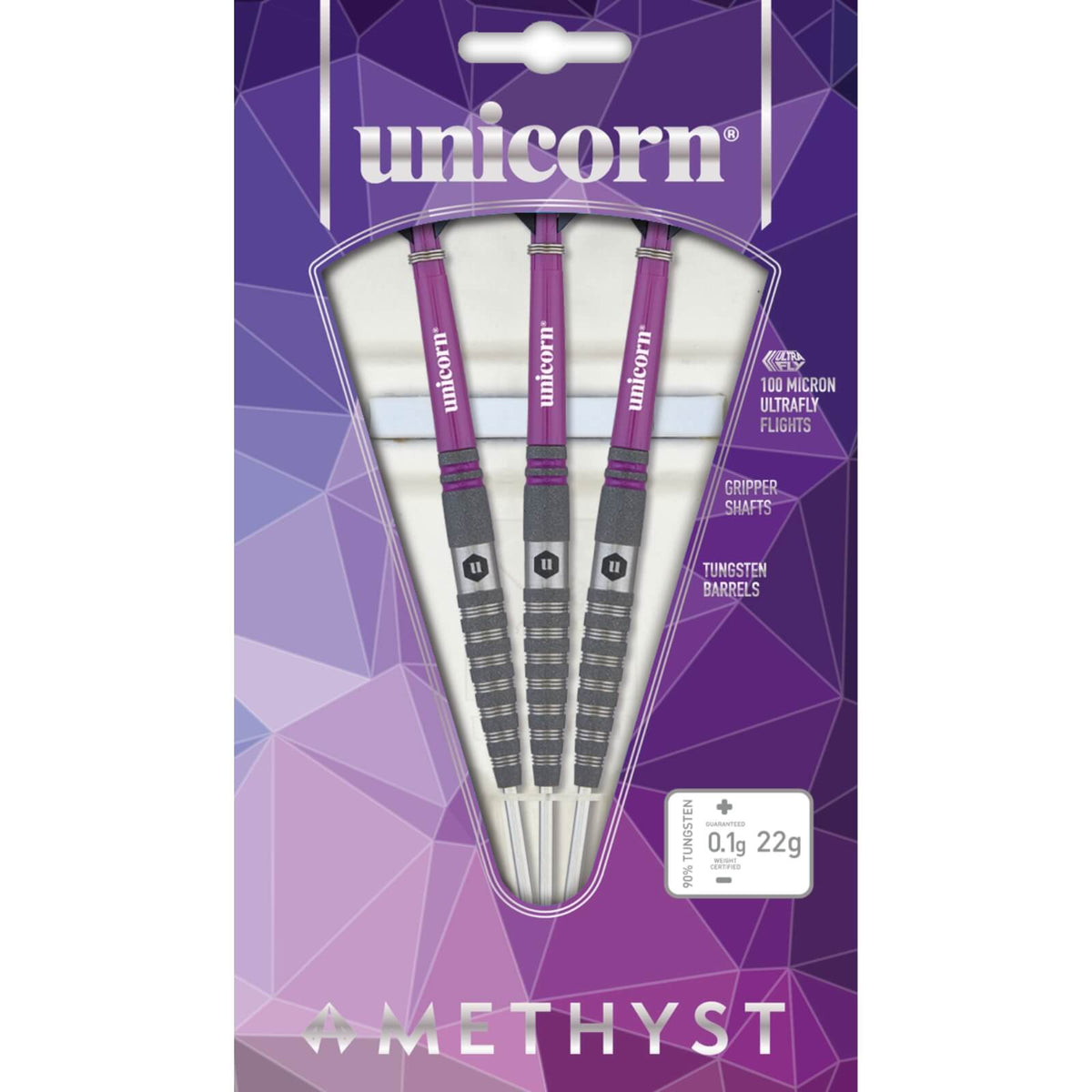 Darts - Unicorn - Amethyst Style 4 Darts - Steel Tip - 90% Tungsten - 20g 22g 