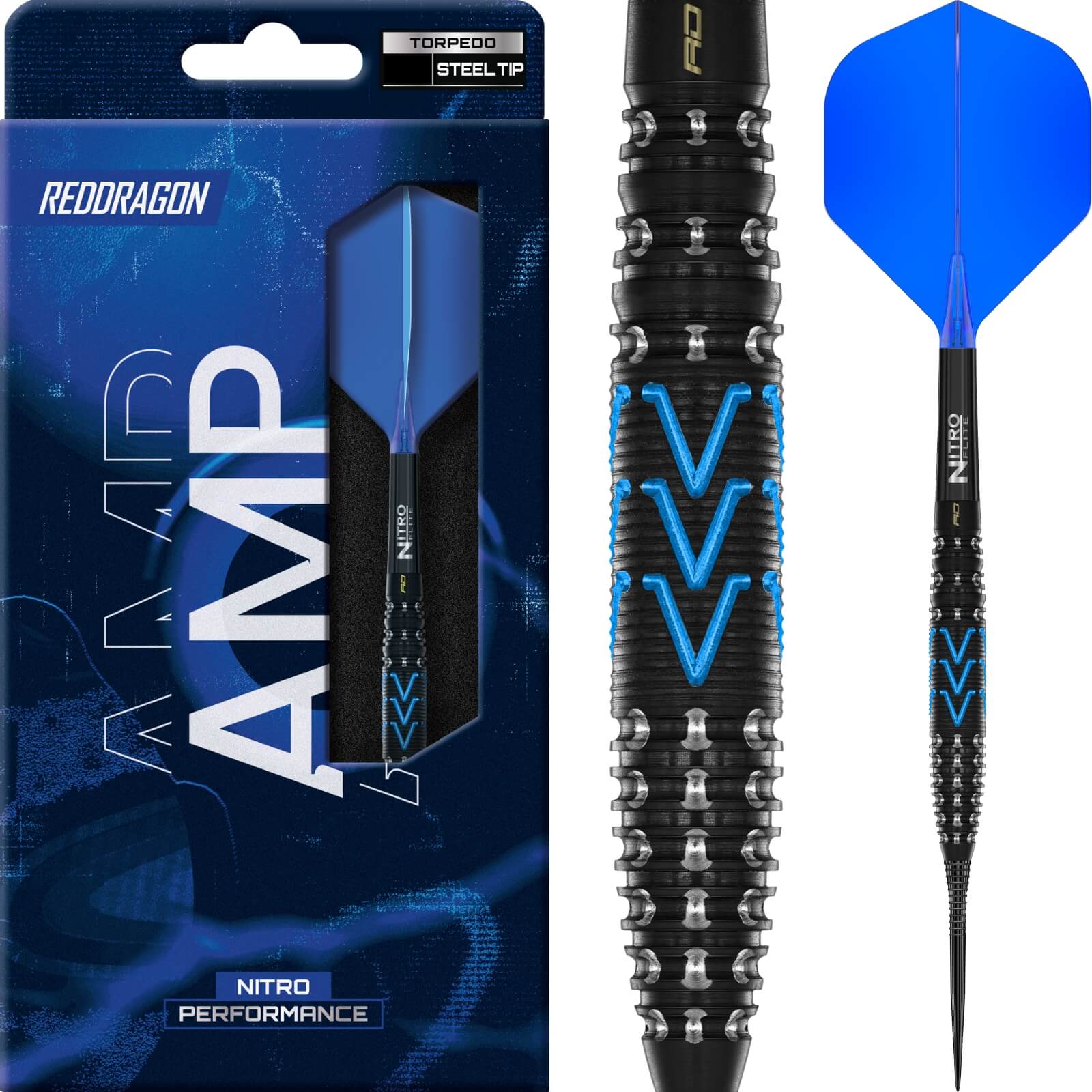 Darts - Red Dragon - Amp Torpedo Darts - Steel Tip - 90% Tungsten - 24g 26g