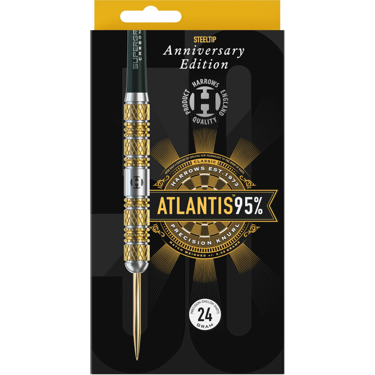 Darts - Harrows - 50th Anniversary Atlantis Darts - Steel Tip - 95% Tungsten - 22g 24g 26g 