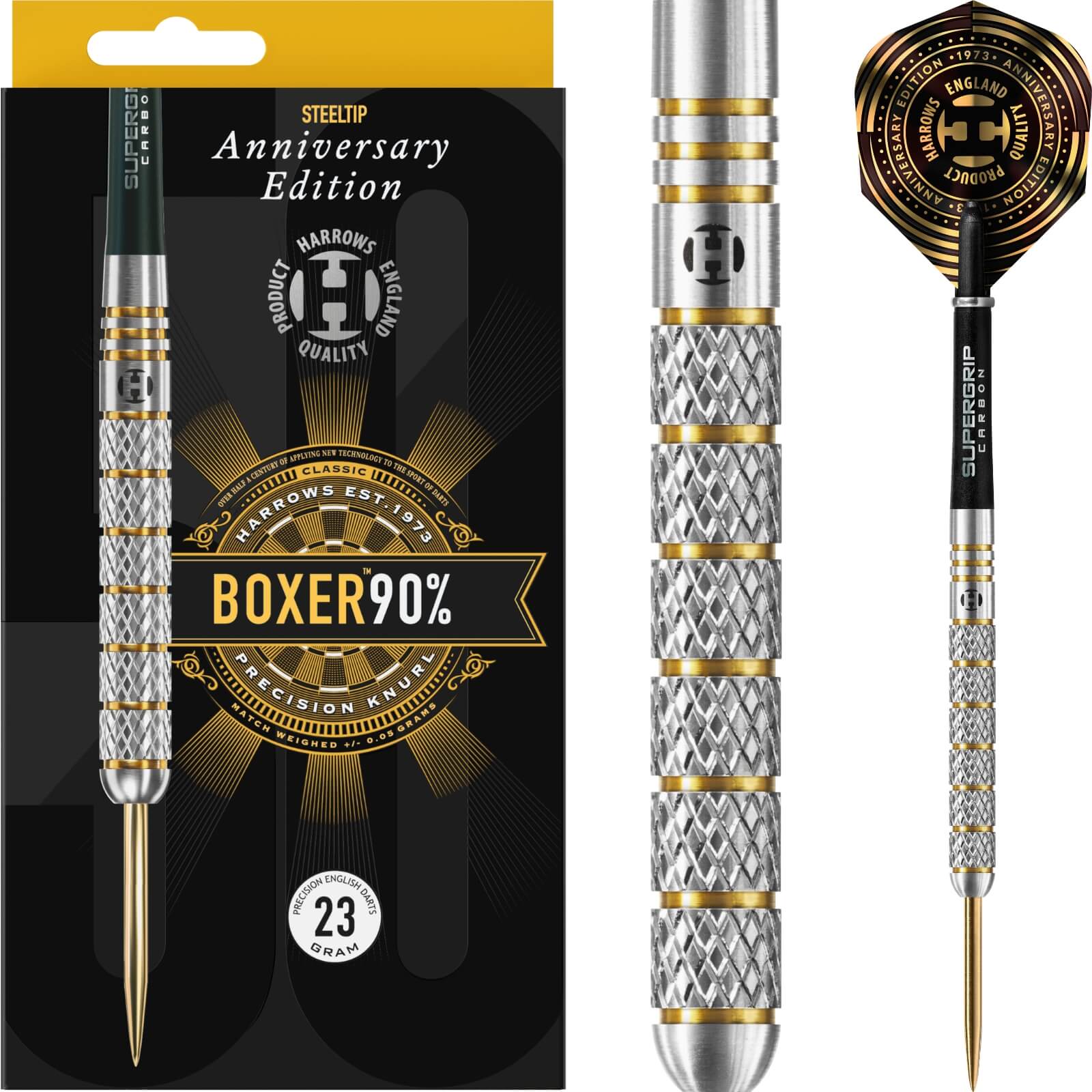 Darts - Harrows - 50th Anniversary Boxer Parallel Darts - Steel Tip - 90% Tungsten - 21g 23g 25g 