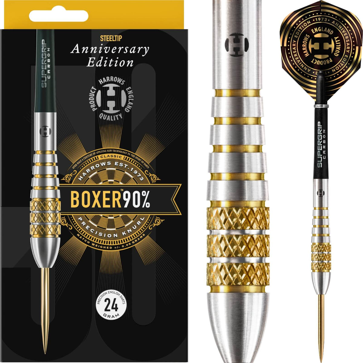 Darts - Harrows - 50th Anniversary Boxer Bomb Darts - Steel Tip - 90% Tungsten - 22g 24g 26g 