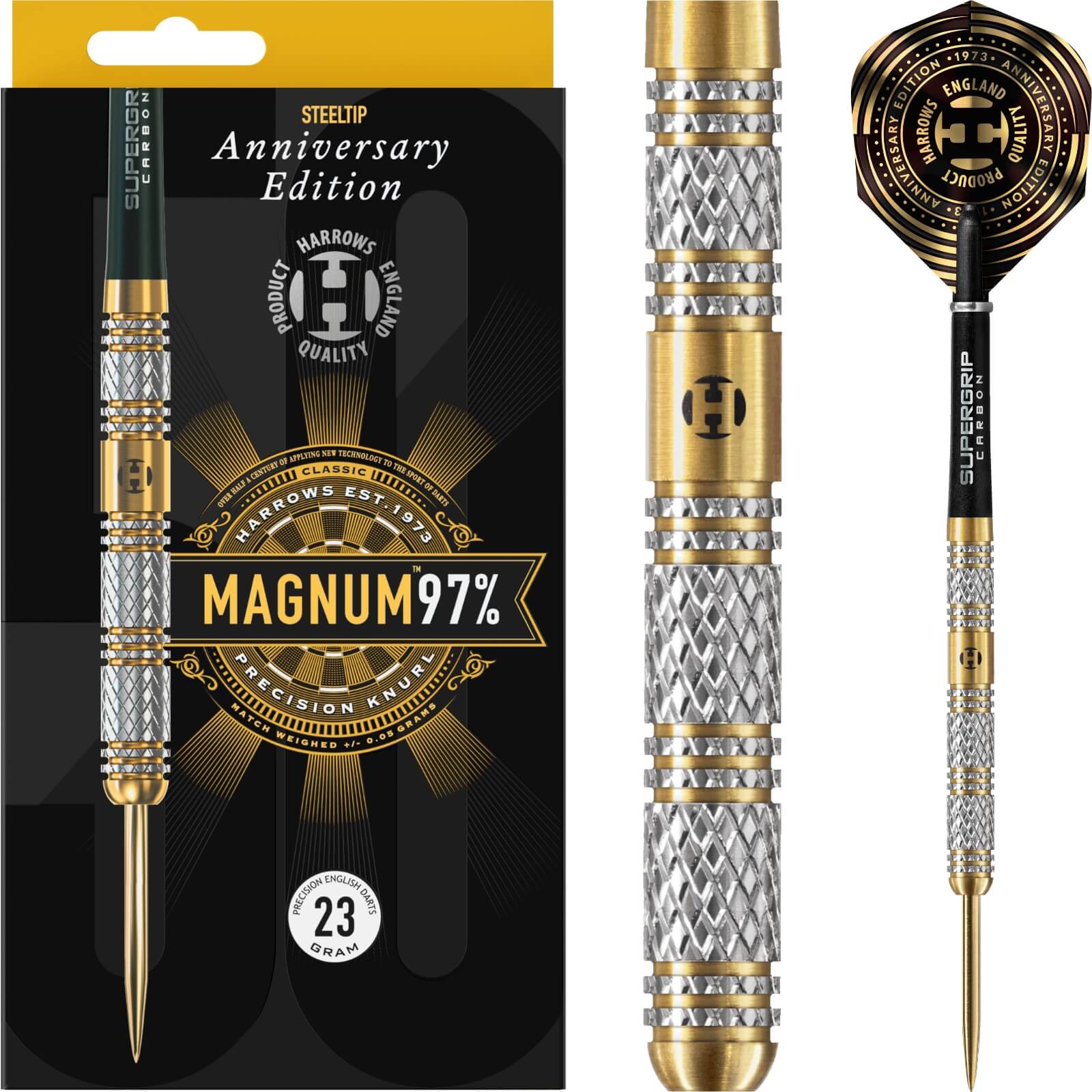 Darts - Harrows - 50th Anniversary Magnum Darts - Steel Tip - 97% Tungsten - 21g 23g 25g 