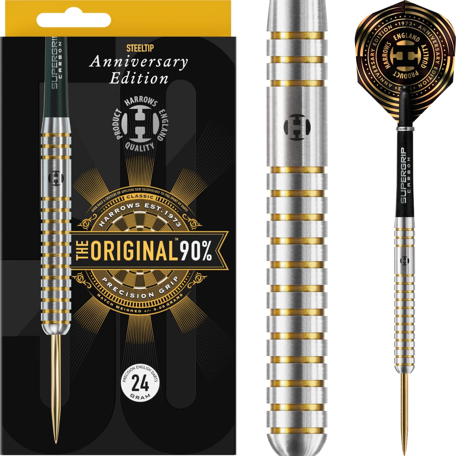 Darts - Harrows - 50th Anniversary Original Darts - Steel Tip - 90% Tungsten - 22g 24g 26g 