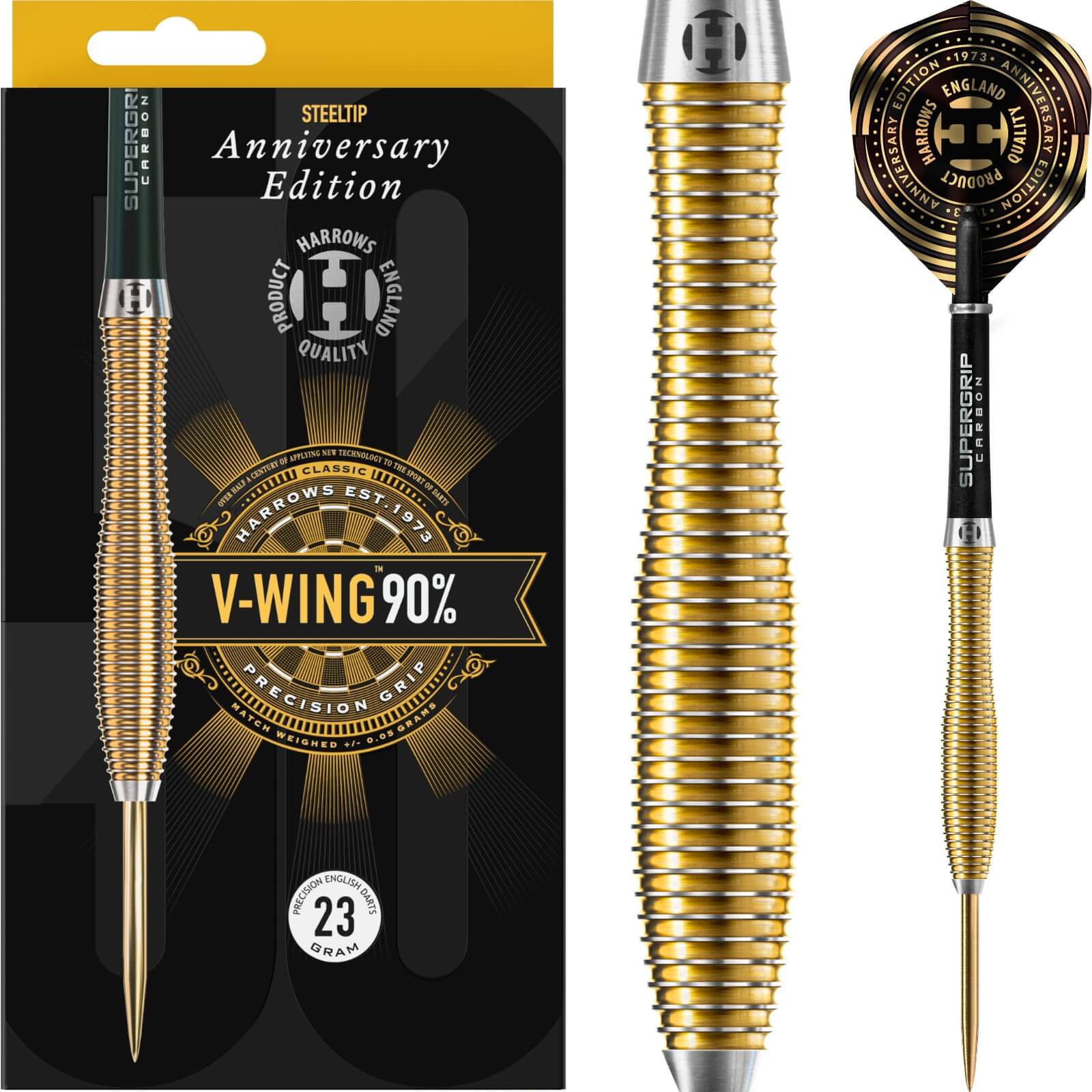 Darts - Harrows - 50th Anniversary V-Wing Darts - Steel Tip - 90% Tungsten - 21g 23g 25g 