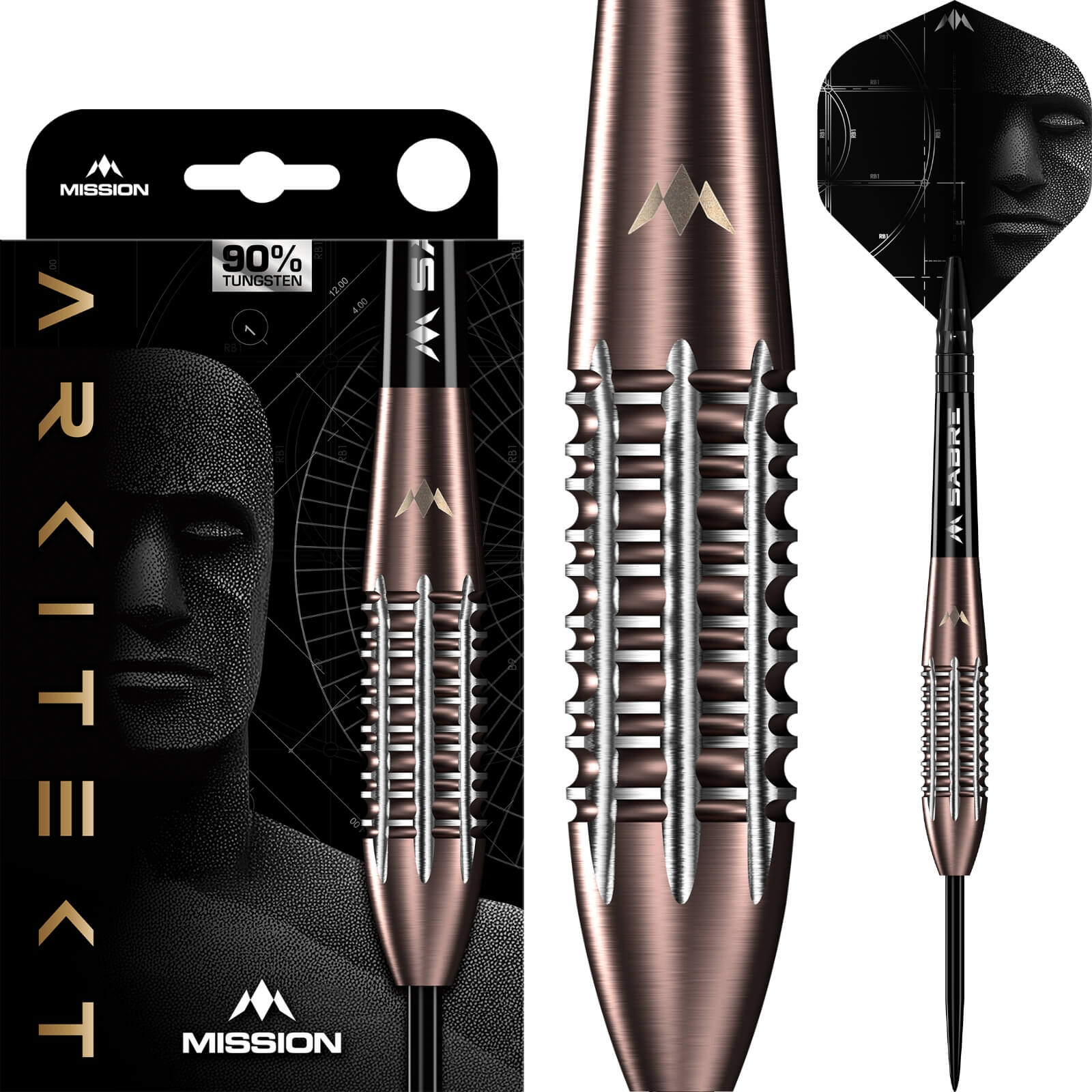 Mission - Arkitekt Darts - Steel Tip - 90% Tungsten - 21.5g 23.5g 25.5g