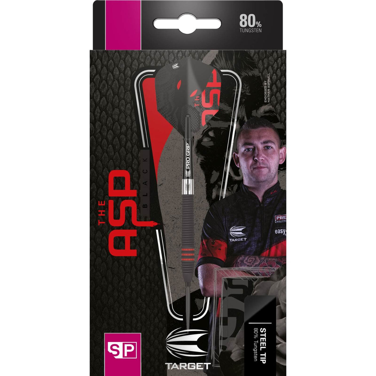 Darts - Target - Nathan Aspinall Black Edition Darts - Swiss Point - Steel Tip - 80% Tungsten - 22g 24g 