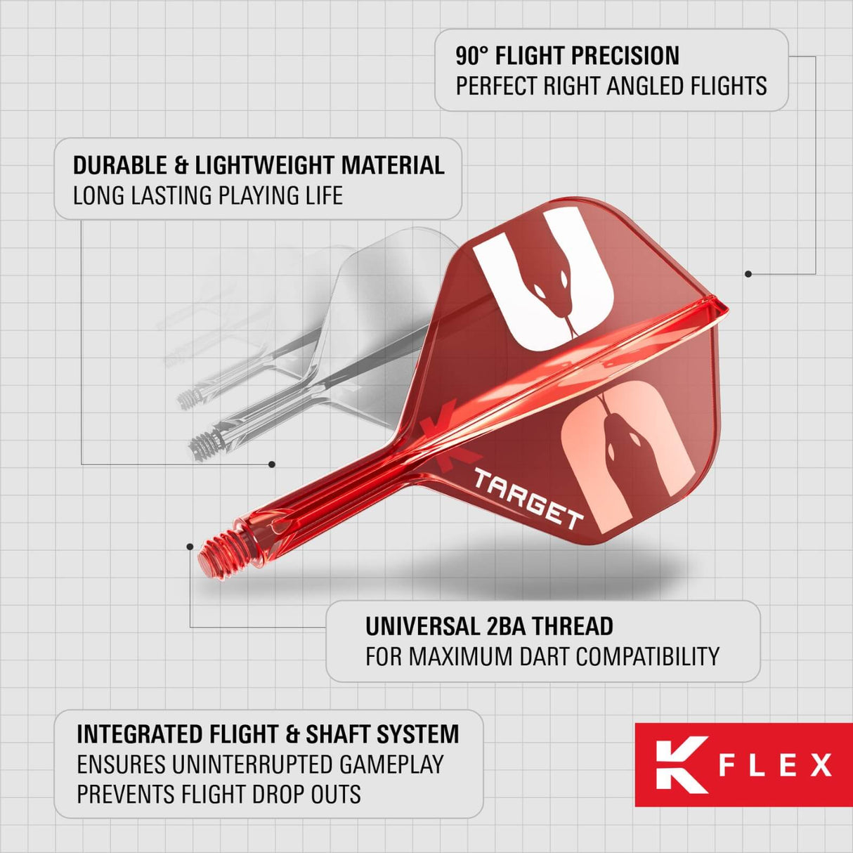 Target - K-Flex The Asp - No2 Big Wing Dart Flights - Integrated Flight & Shaft System