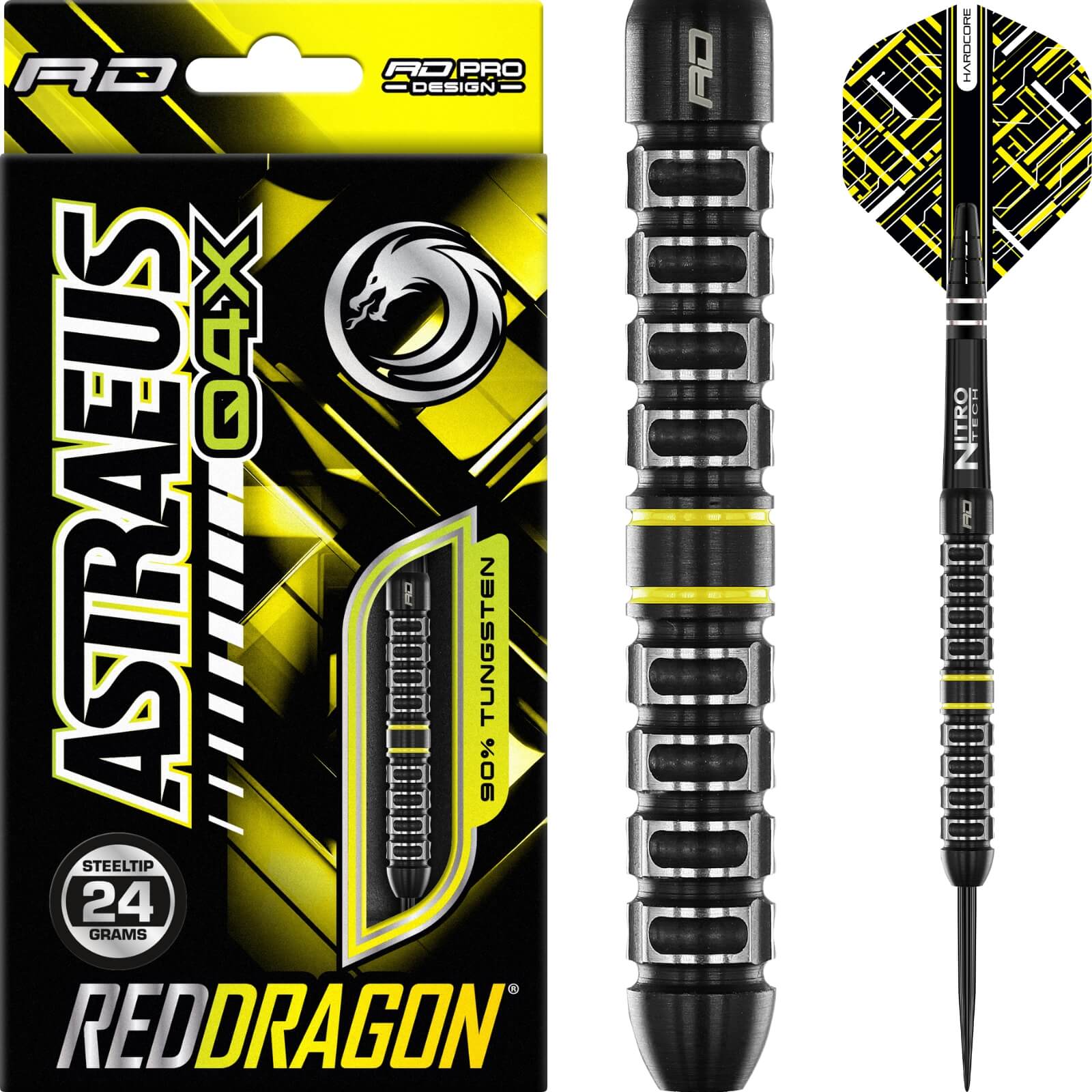 Darts - Red Dragon - Astraeus Q4X Parallel Darts - Steel Tip - 90% Tungsten - 22g 24g 26g 