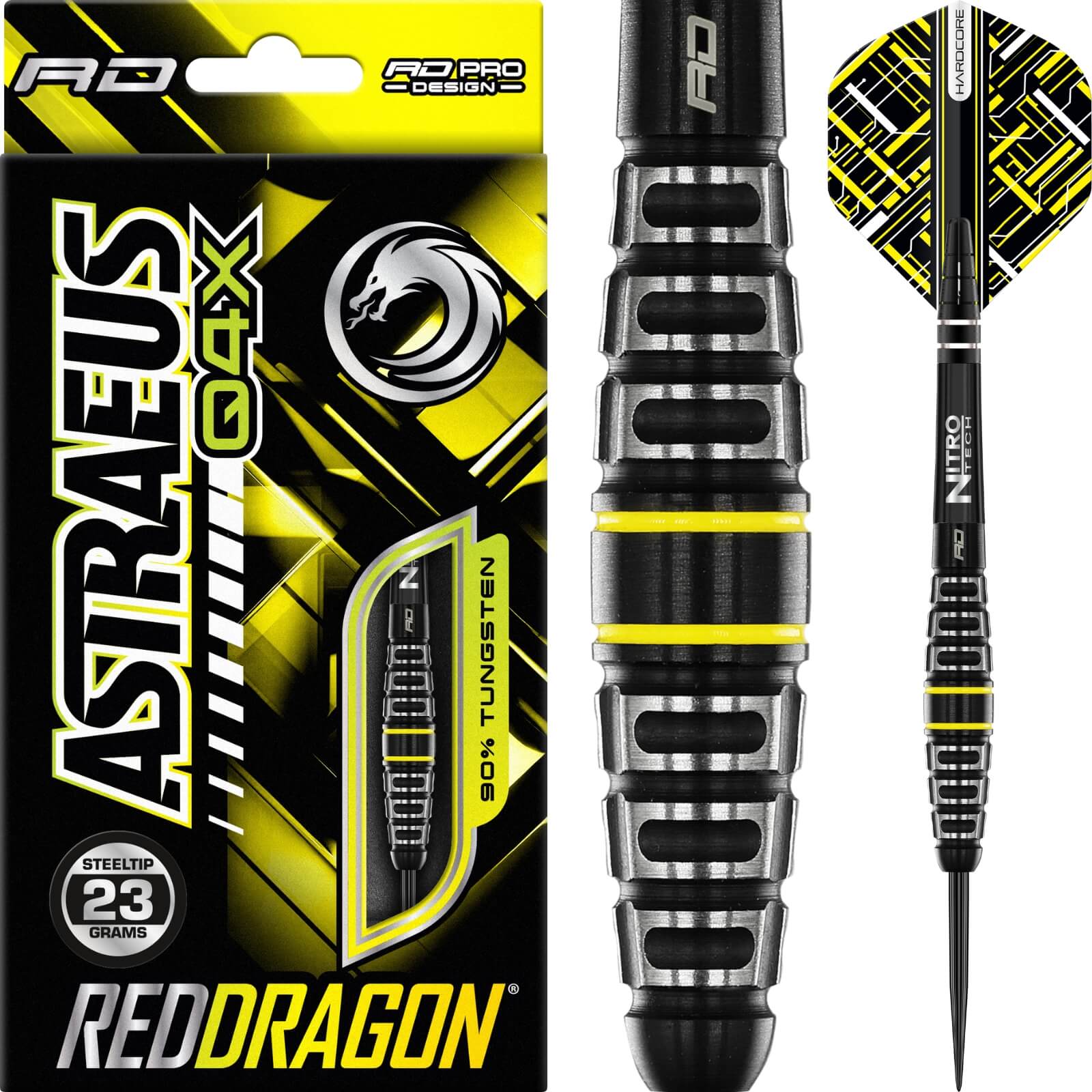 Darts - Red Dragon - Astraeus Q4X Torpedo Darts - Steel Tip - 90% Tungsten - 21g 23g 