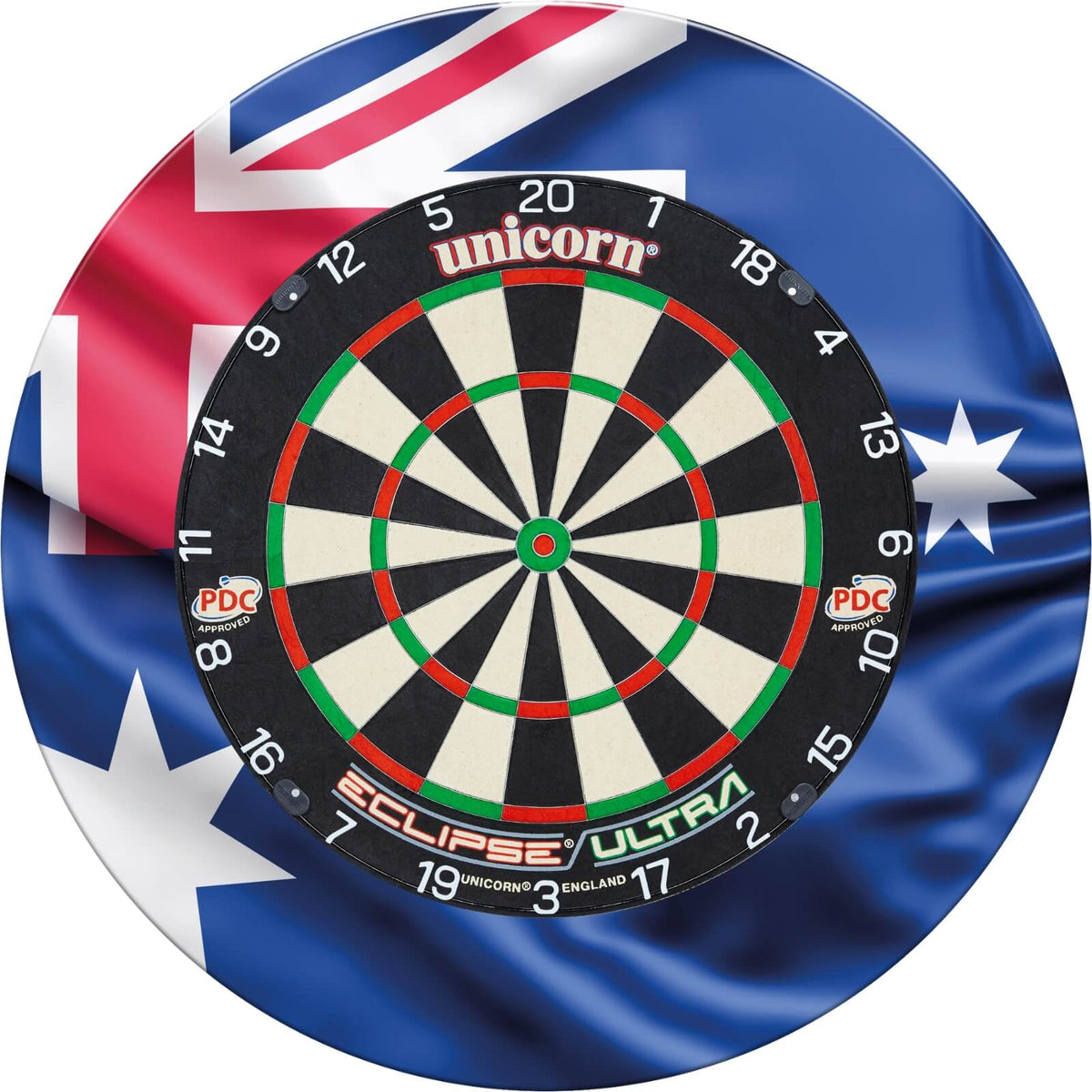 Surrounds &amp; Dartboards - Designa - Australia Dartboard Surround &amp; Dartboard Bundle - Choose Your Board Unicorn - Eclipse Ultra