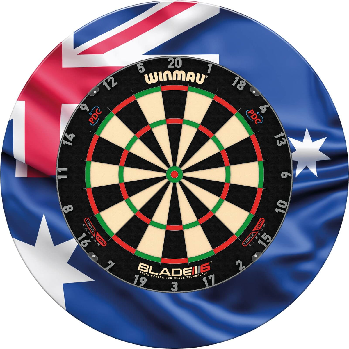 Surrounds &amp; Dartboards - Designa - Australia Dartboard Surround &amp; Dartboard Bundle - Choose Your Board Winmau - Blade 6 Triple Core
