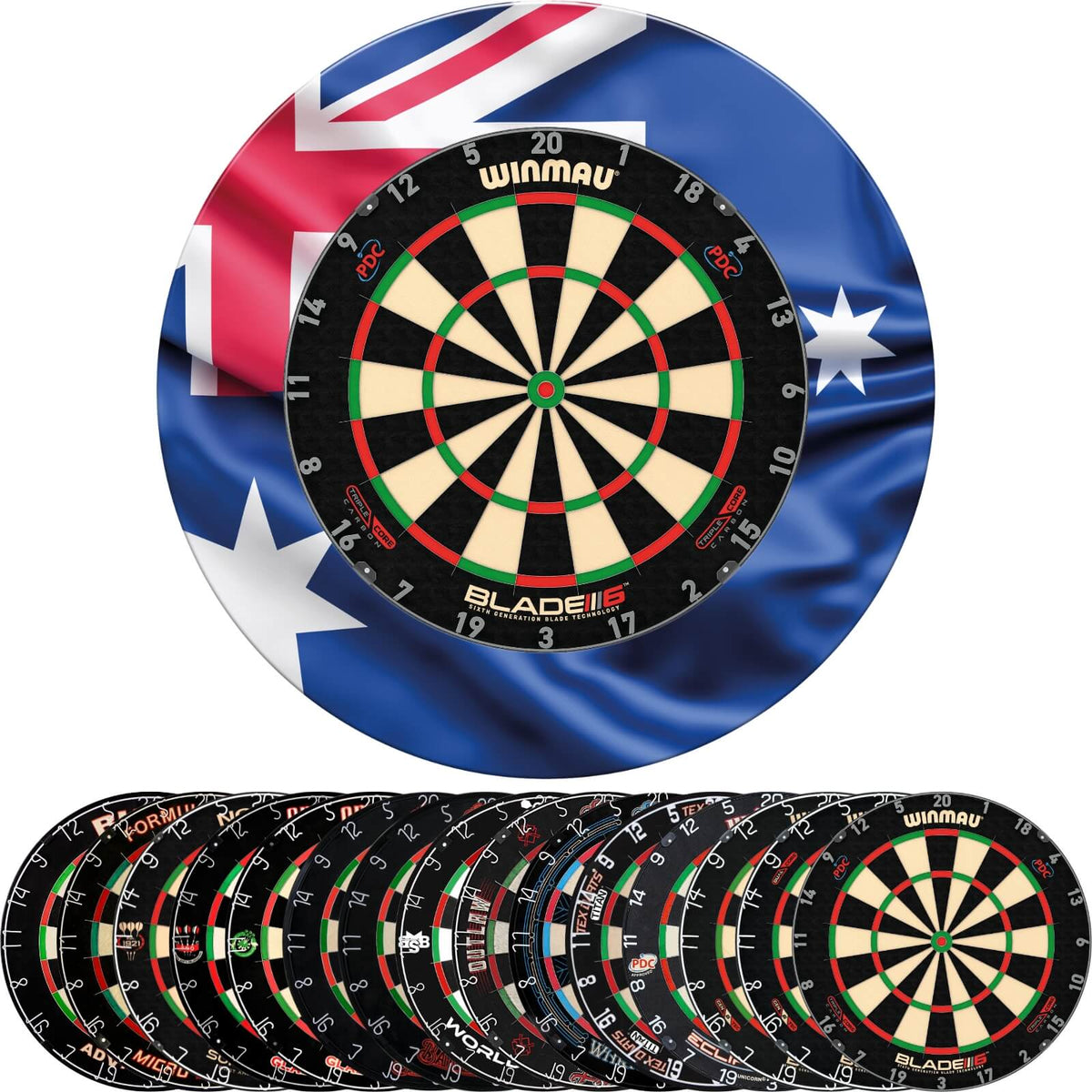 Surrounds &amp; Dartboards - Designa - Australia Dartboard Surround &amp; Dartboard Bundle - Choose Your Board 
