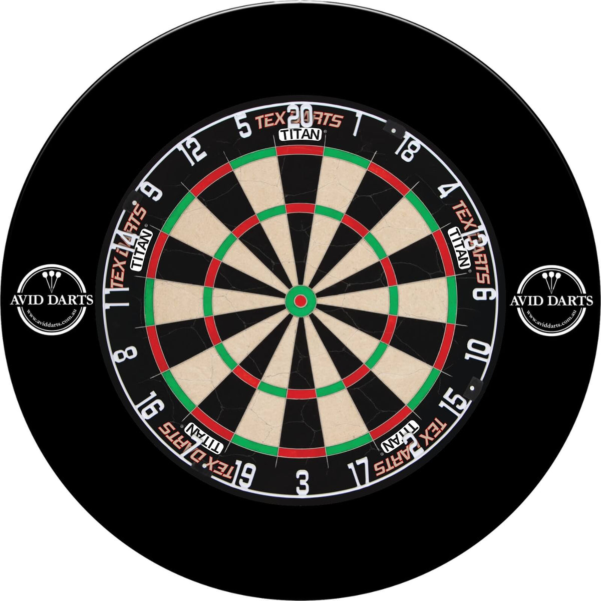 Surrounds &amp; Dartboards - Avid Darts - Side Logo Dartboard Surround &amp; Dartboard Bundle - Choose Your Board Tex Darts - Titan