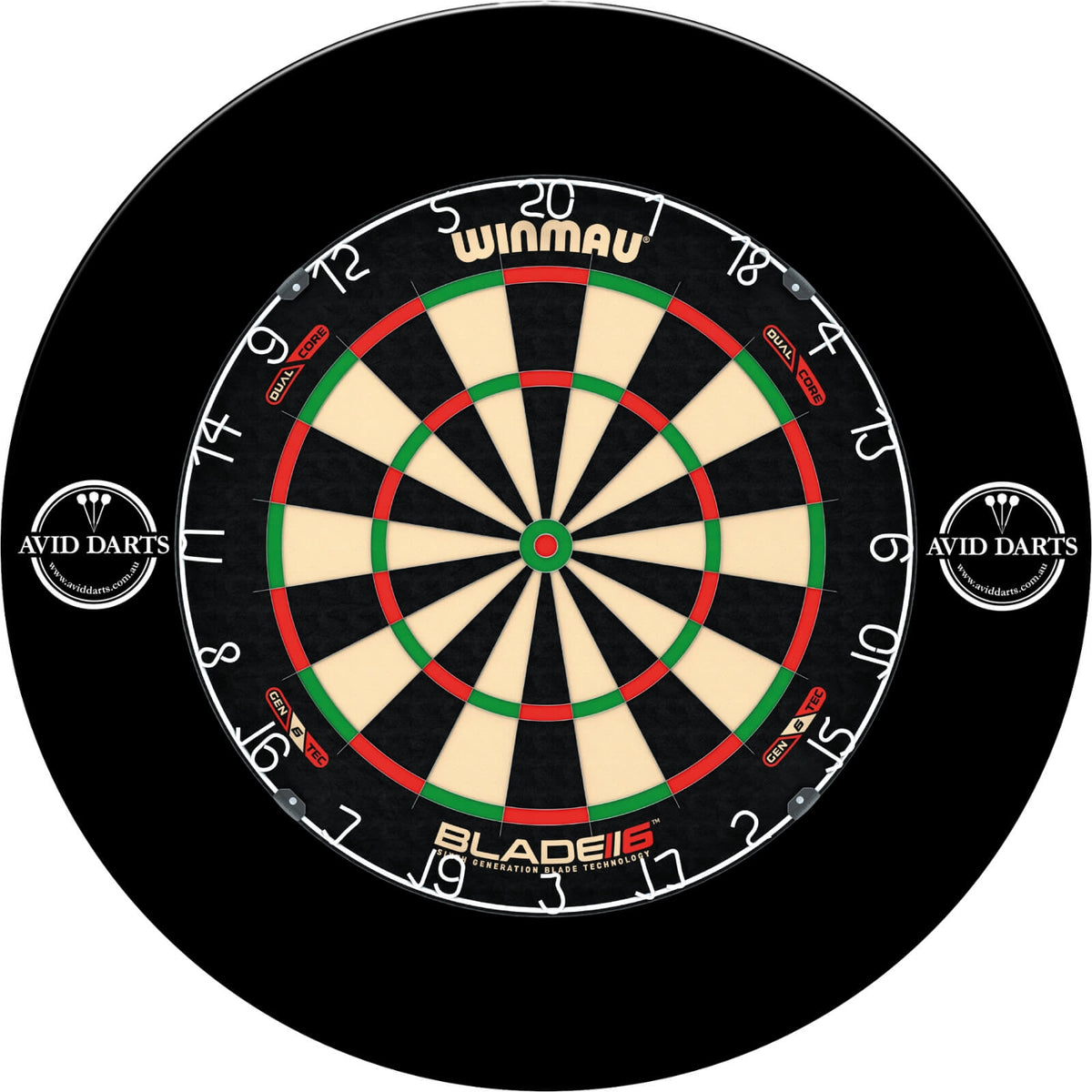 Surrounds &amp; Dartboards - Avid Darts - Side Logo Dartboard Surround &amp; Dartboard Bundle - Choose Your Board Winmau - Blade 6 Dual Core