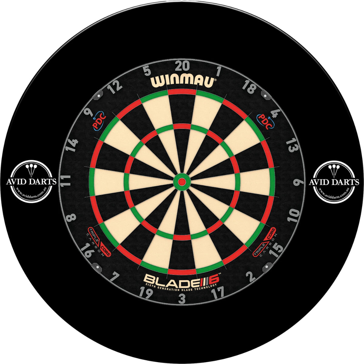 Surrounds &amp; Dartboards - Avid Darts - Side Logo Dartboard Surround &amp; Dartboard Bundle - Choose Your Board Winmau - Blade 6 Triple Core