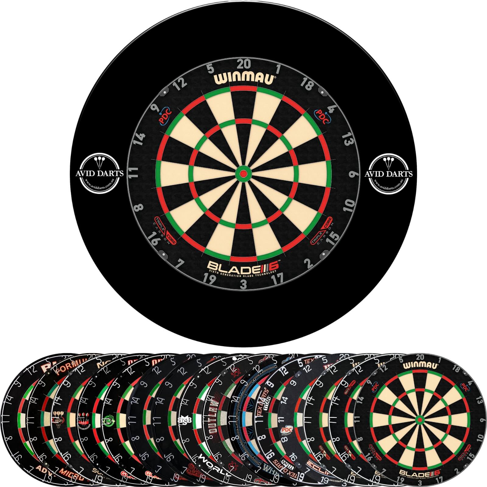 Surrounds & Dartboards - Avid Darts - Side Logo Dartboard Surround & Dartboard Bundle - Choose Your Board 