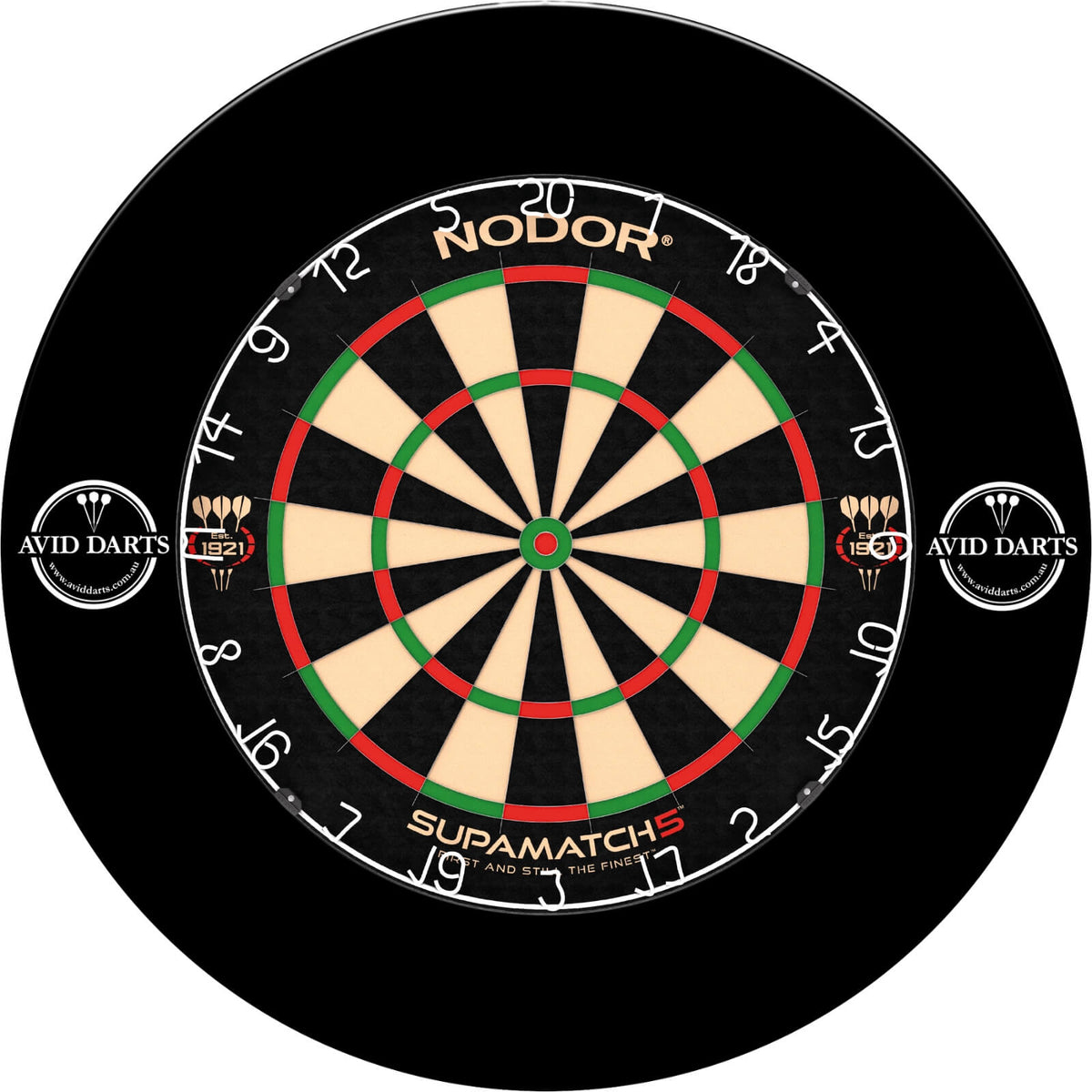 Surrounds &amp; Dartboards - Avid Darts - Side Logo Dartboard Surround &amp; Dartboard Bundle - Choose Your Board Nodor - Supamatch 5