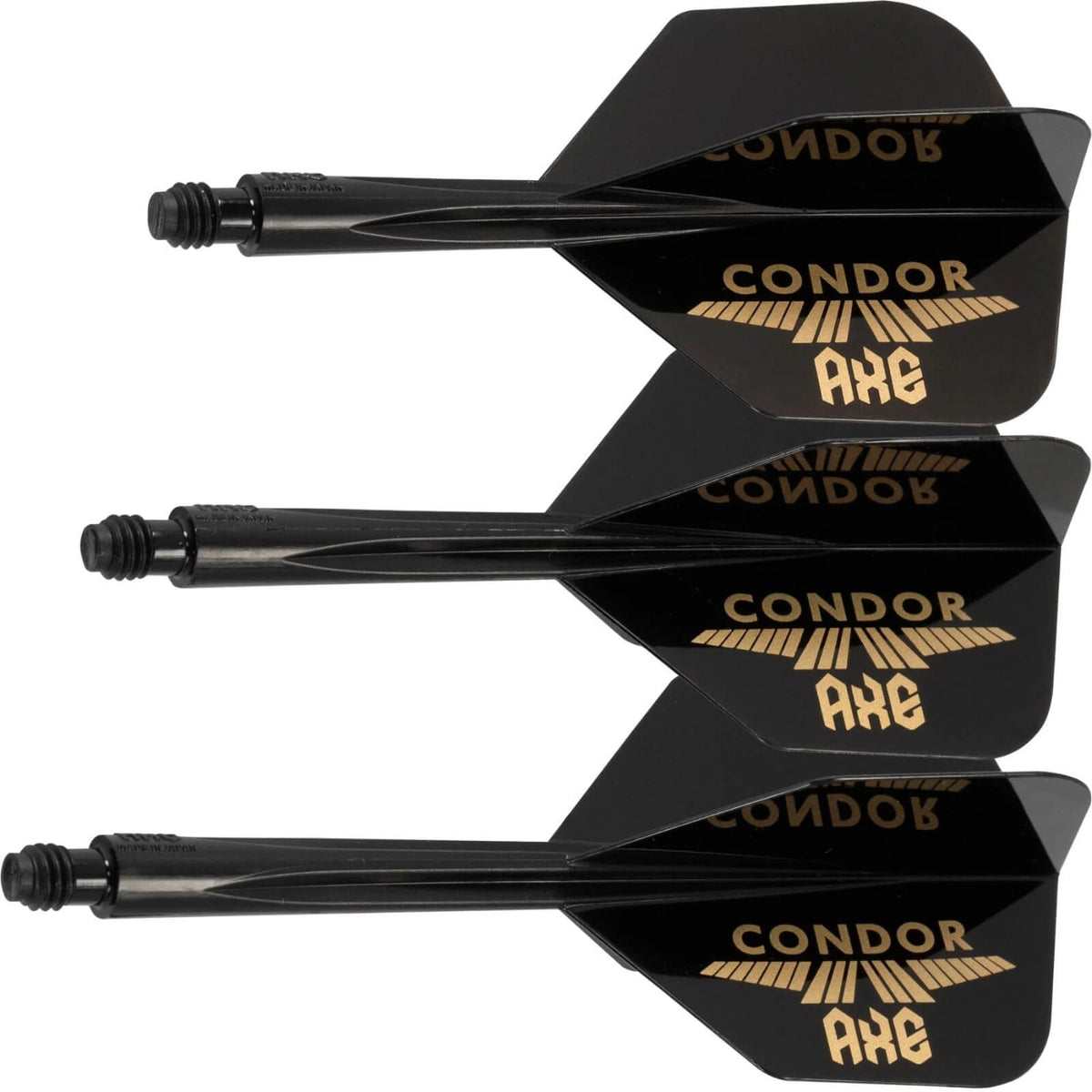 Dart Flights - Condor - Axe Logo Small - Standard Dart Flights - Integrated Flight &amp; Shaft System Short (21.5mm) / Black