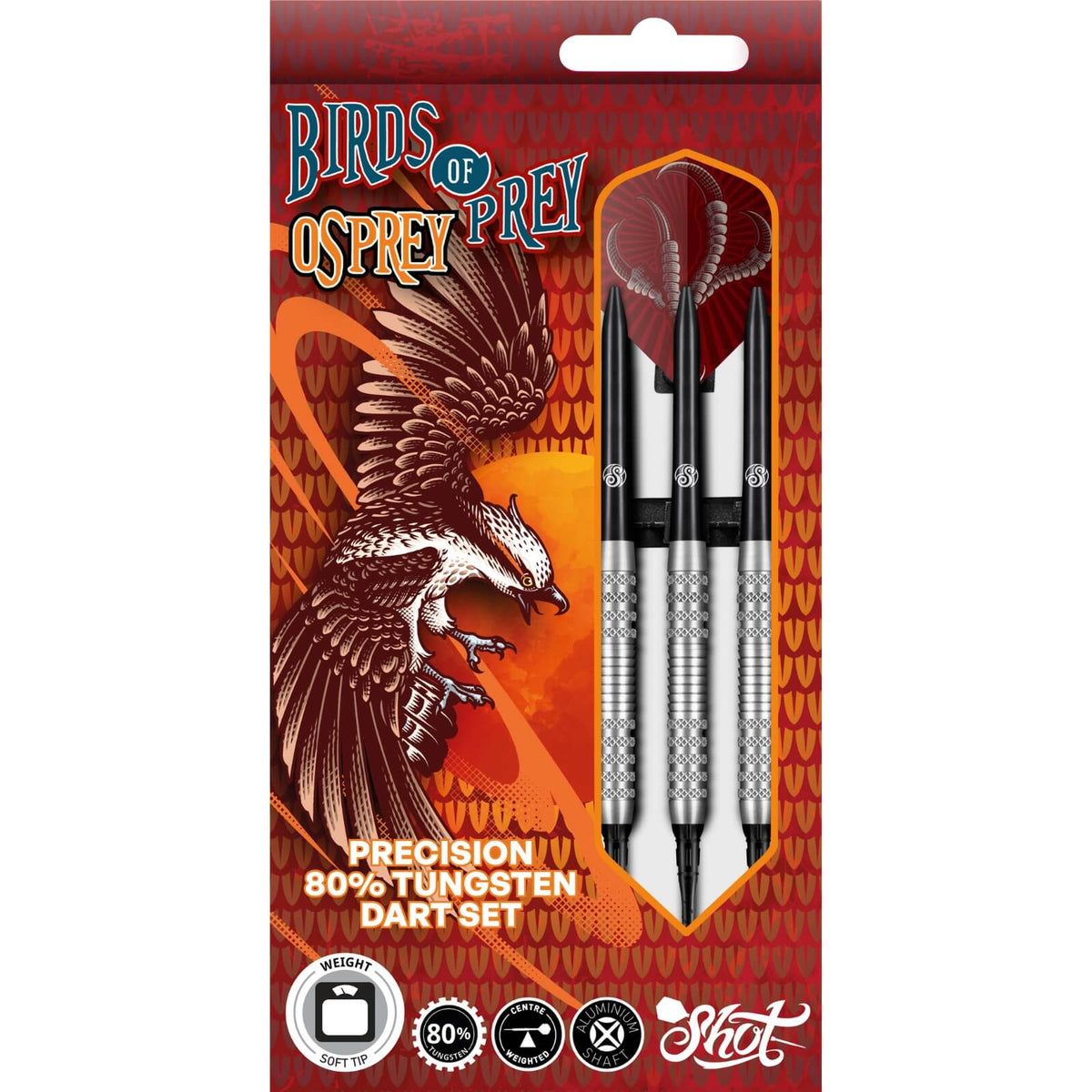 Darts - Shot - Birds of Prey Osprey Darts - Soft Tip - 80% Tungsten - 18g