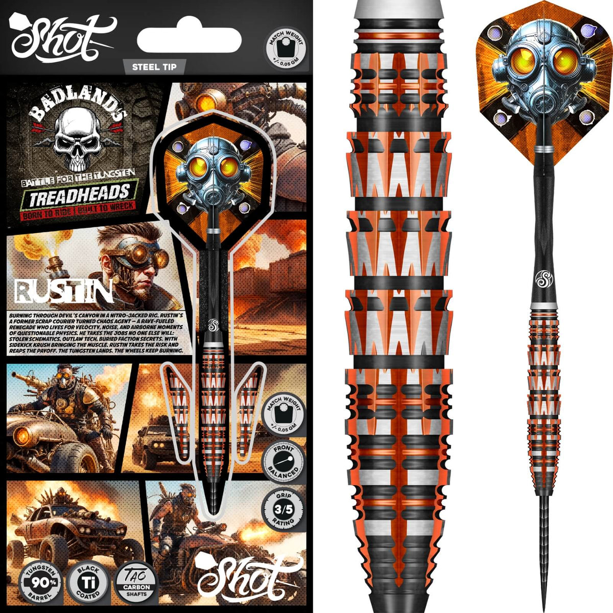Darts - Shot - Badlands Rustin Darts - Steel Tip - 90% Tungsten - 23g 24g 25g