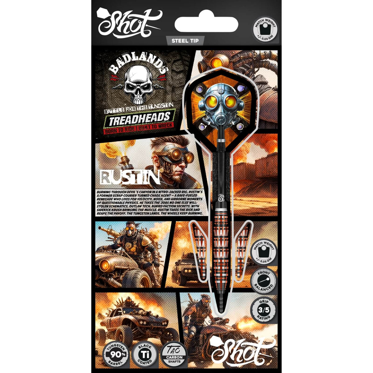 Darts - Shot - Badlands Rustin Darts - Steel Tip - 90% Tungsten - 23g 24g 25g