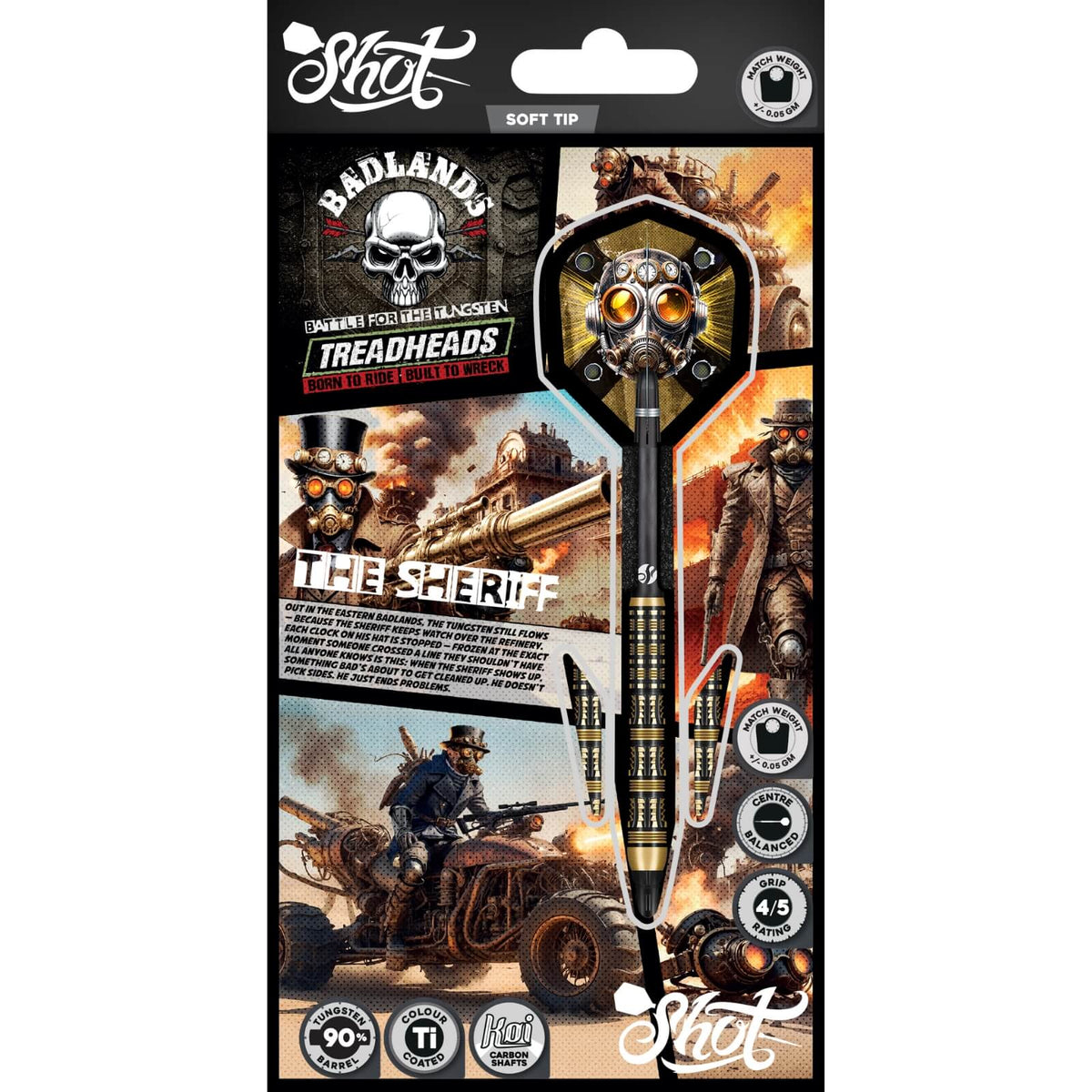 Darts - Shot - Badlands The Sheriff Darts - Soft Tip - 90% Tungsten - 20g