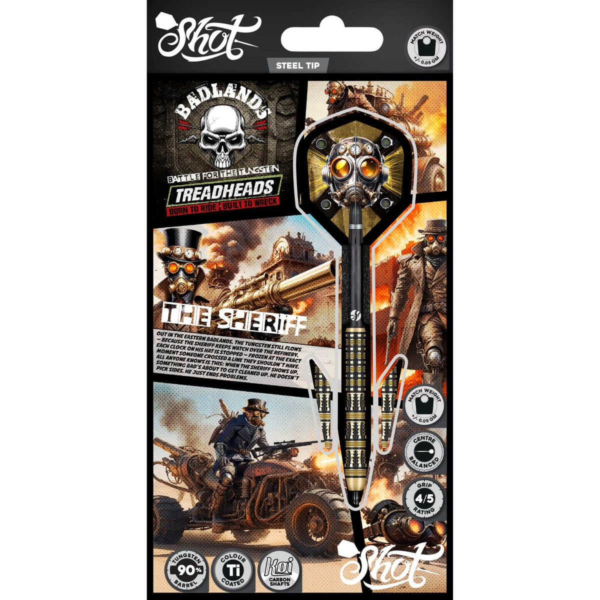 Darts - Shot - Badlands The Sheriff Darts - Steel Tip - 90% Tungsten - 23g 24g 25g