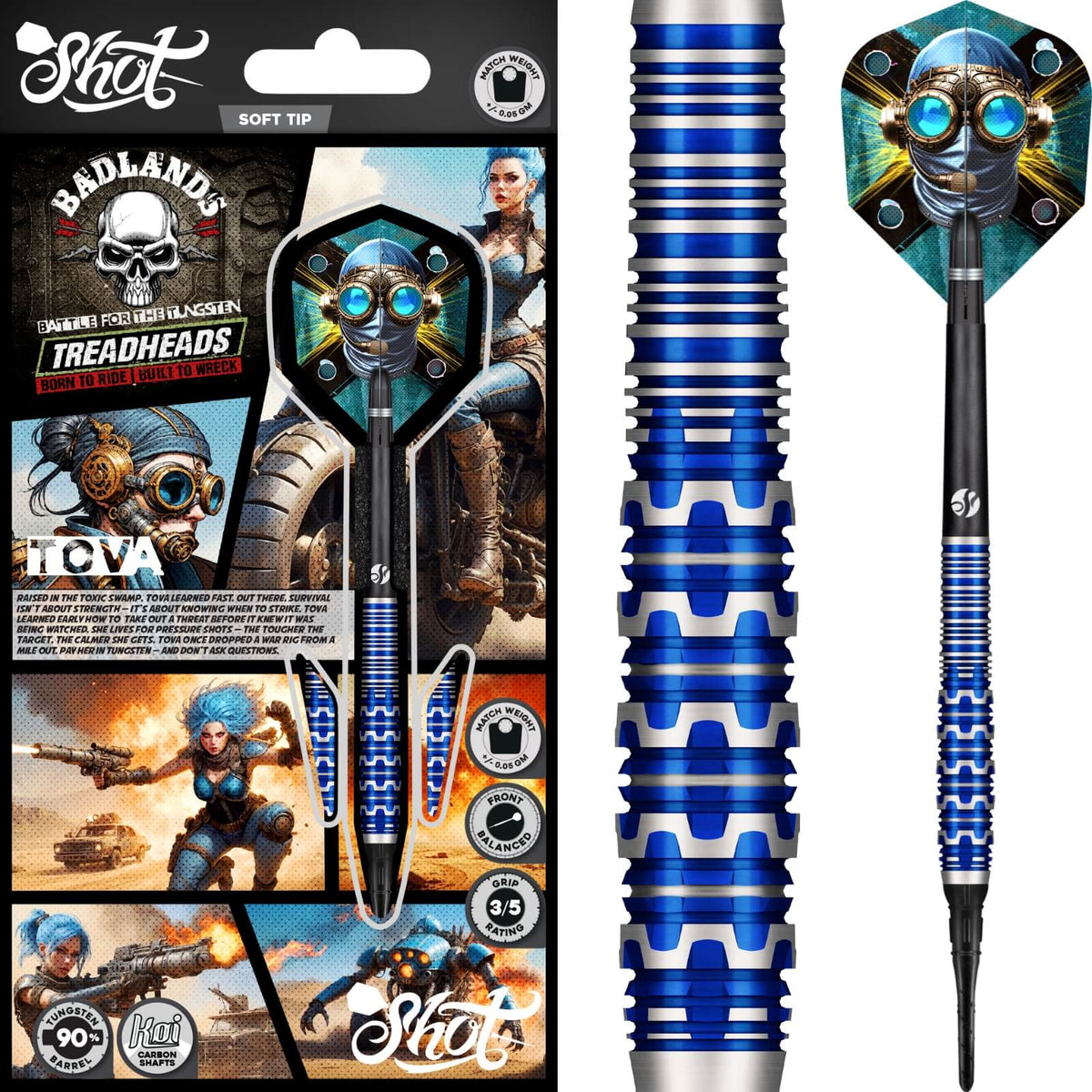 Darts - Shot - Badlands Tova Darts - Soft Tip - 90% Tungsten - 20g