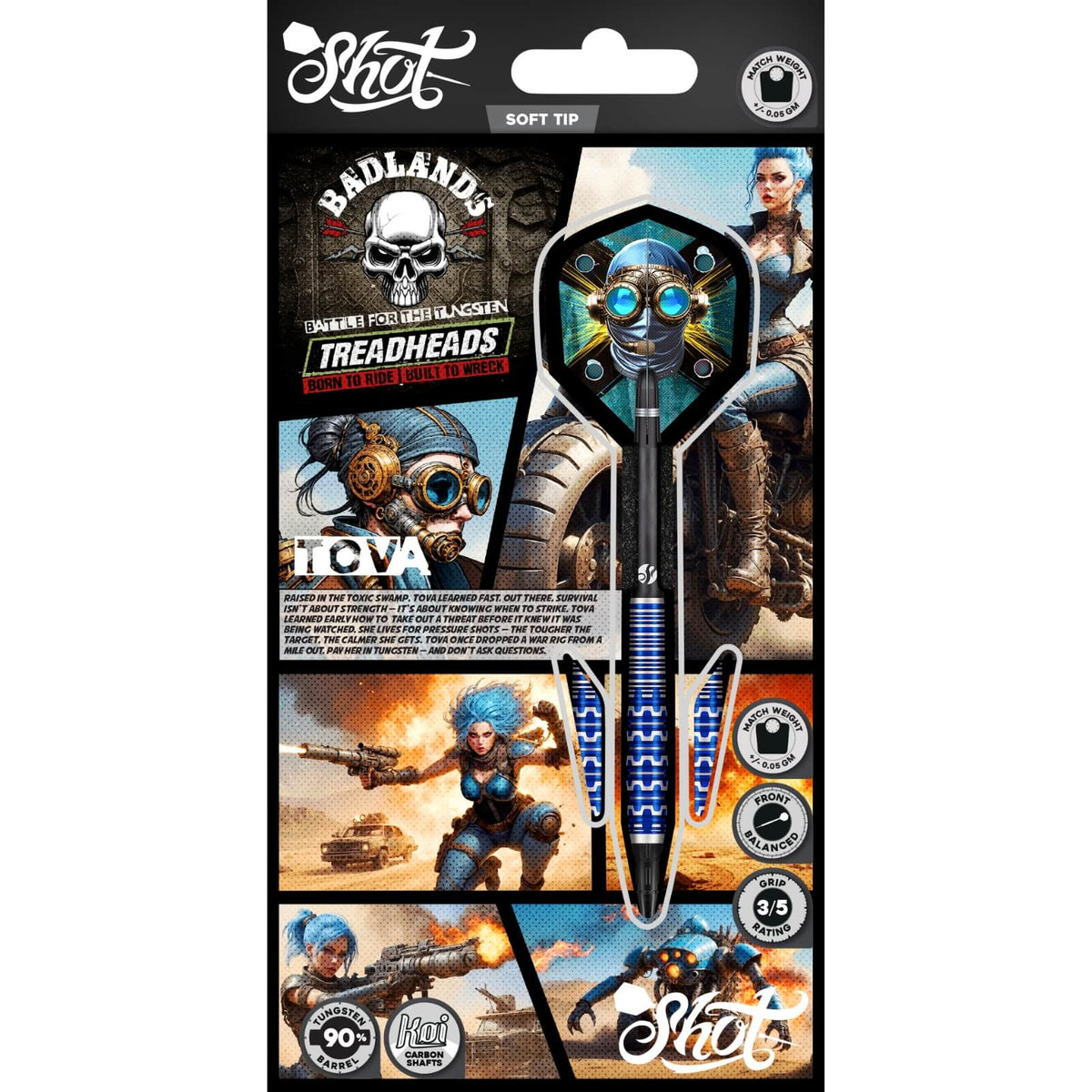 Darts - Shot - Badlands Tova Darts - Soft Tip - 90% Tungsten - 20g