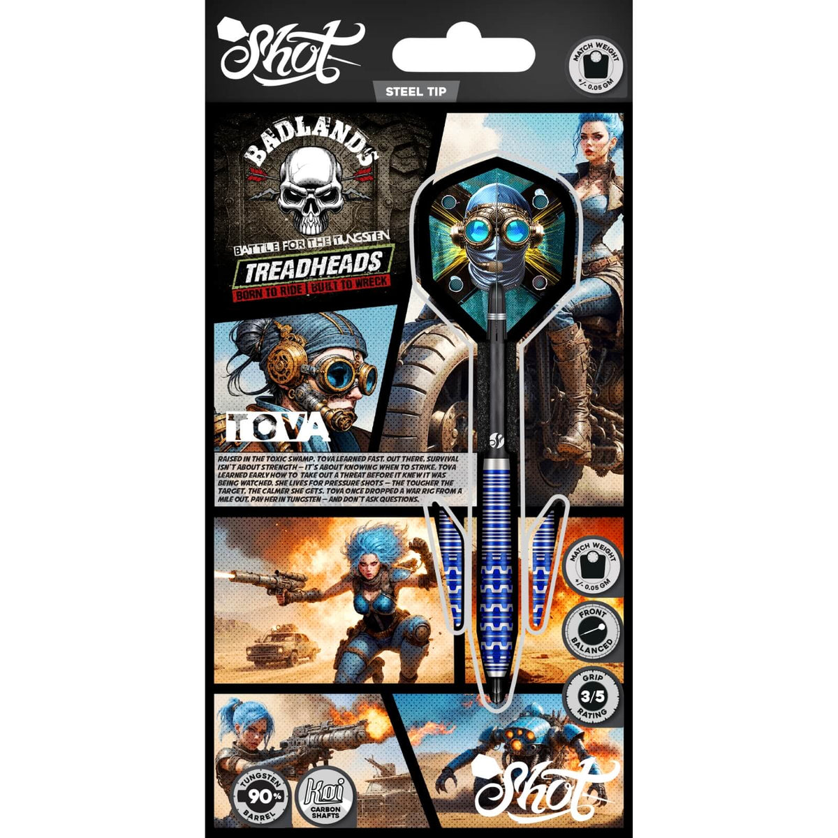 Darts - Shot - Badlands Tova Darts - Steel Tip - 90% Tungsten - 23g 24g 25g 26g