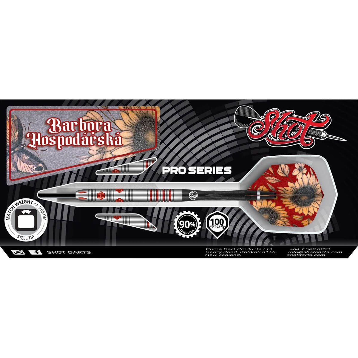 Darts - Shot - Barbora Hospodářská Darts - Steel Tip - 90% Tungsten - 21g 23g