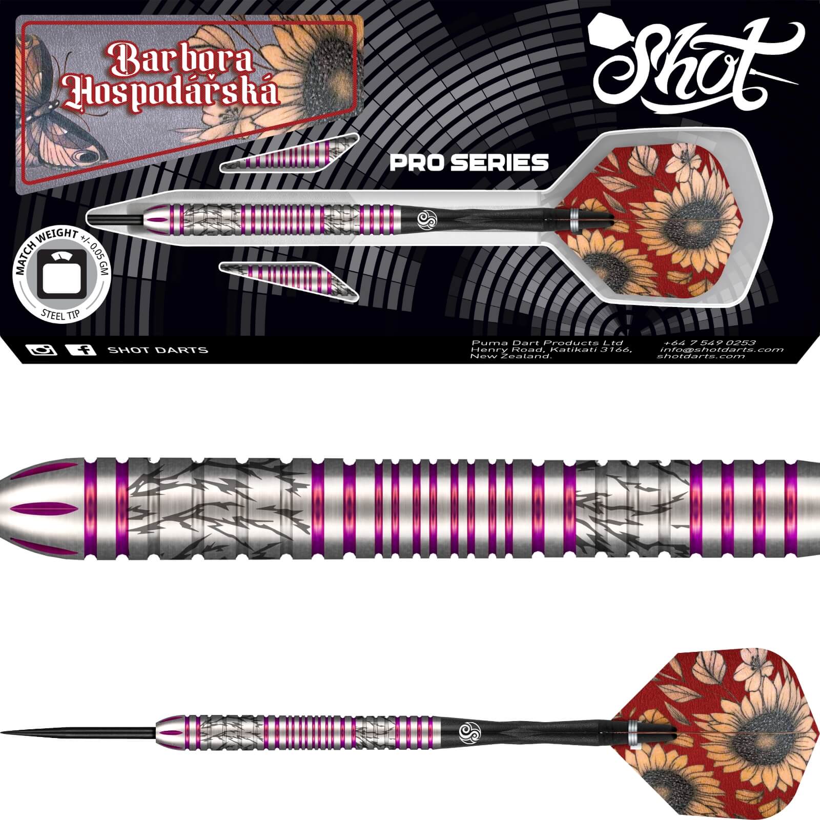 Darts - Shot - Barbora Hospodářská Gen 2 Darts - Steel Tip - 90% Tungsten - 23g