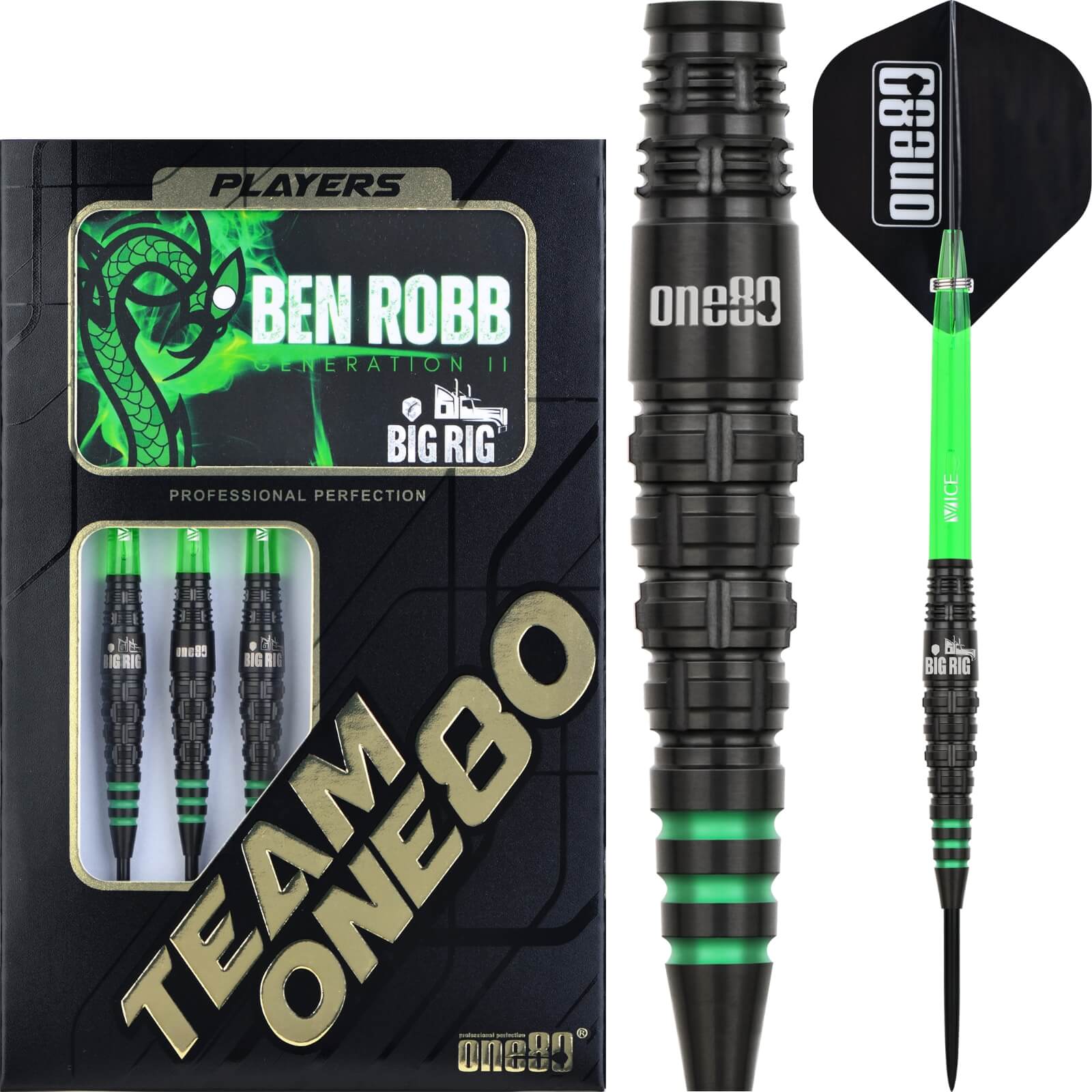 Darts - One80 - Ben Robb Gen 2 Darts - Steel Tip - 90% Tungsten - 21g 23g 25g 