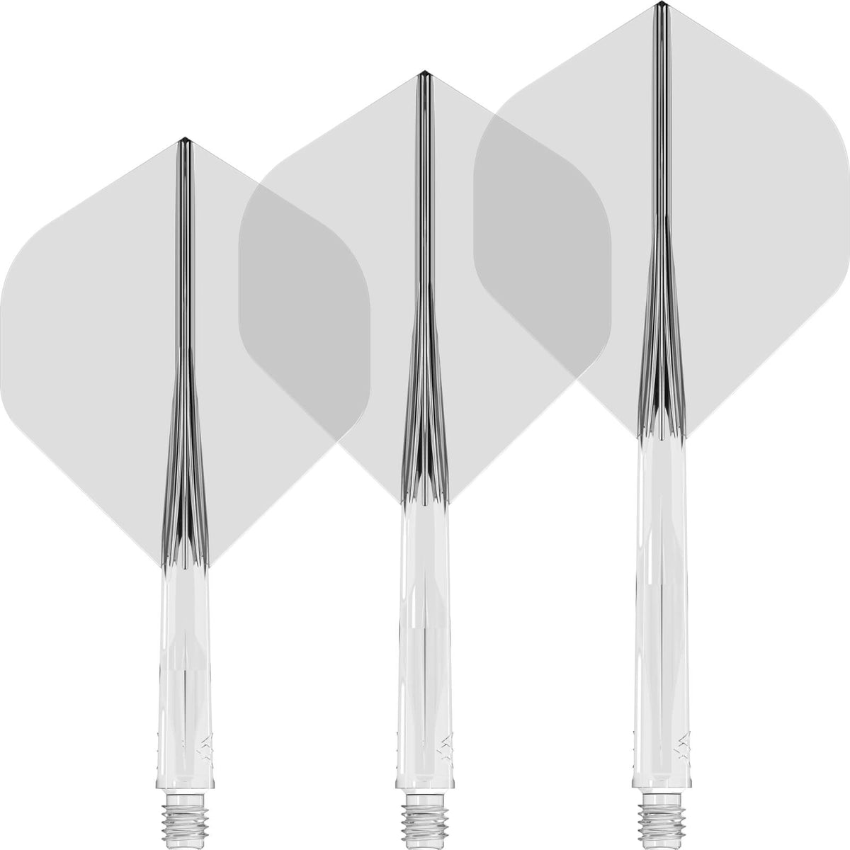 Dart Flights - Mission - Force 90 - Big Wing Dart Flights - Integrated Flight &amp; Shaft System Short / Clear