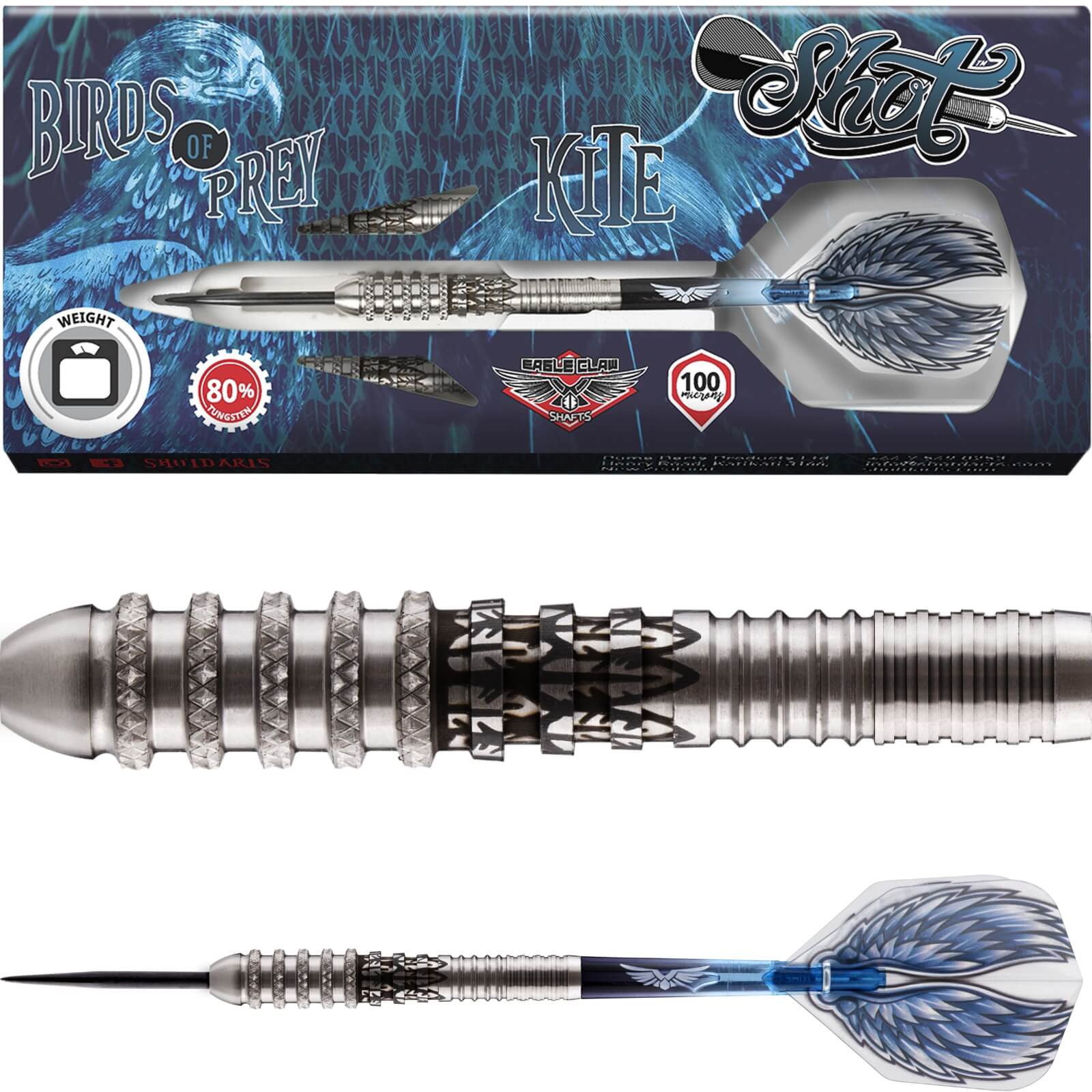 Darts - Shot - Birds of Prey Kite Darts - Steel Tip - 80% Tungsten - 21g 23g 25g 