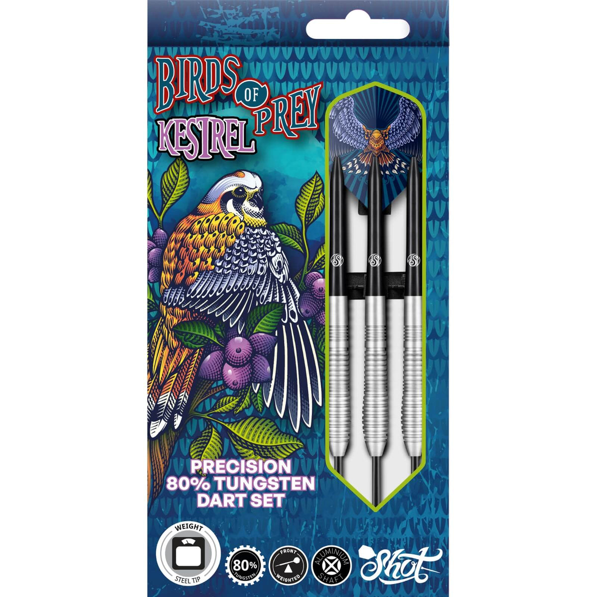 Darts - Shot - Birds of Prey Kestrel Darts - Steel Tip - 80% Tungsten - 23g 24g 25g 27g 