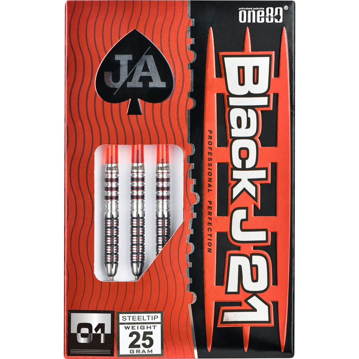 Darts - One80 - Black J21 01 Darts - Steel Tip - 90% Tungsten - 21g 23g 25g 