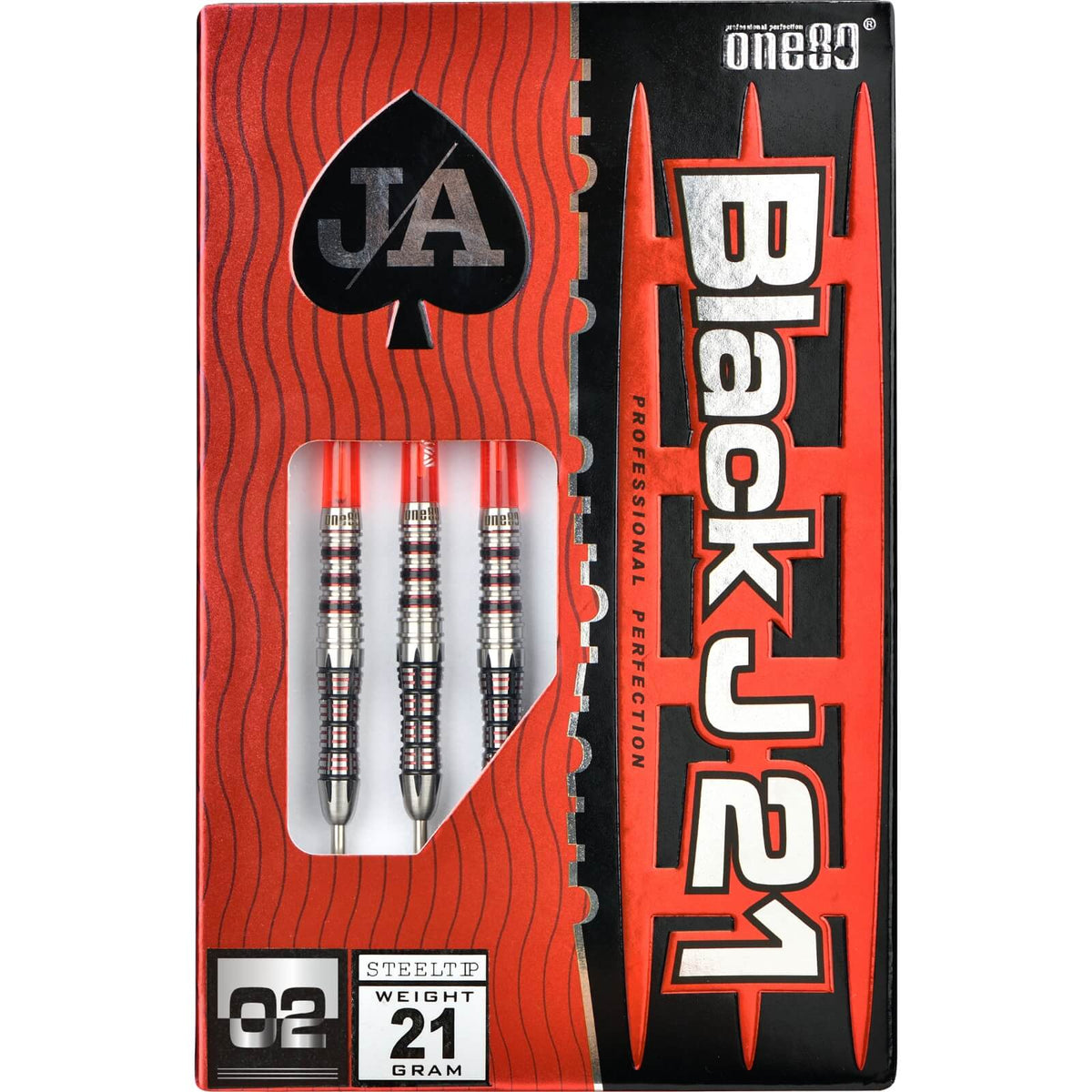 Darts - One80 - Black J21 02 Darts - Steel Tip - 90% Tungsten - 21g 23g 25g 