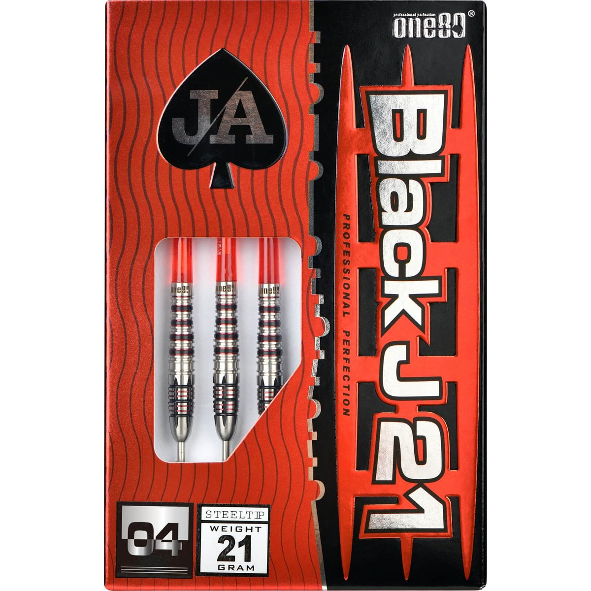 Darts - One80 - Black J21 04 Darts - Steel Tip - 90% Tungsten - 21g 23g 25g 