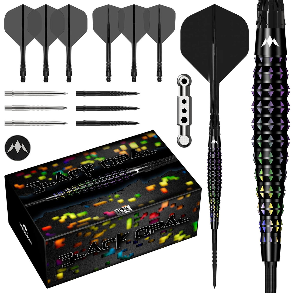 Mission - Black Opal Darts - Steel Tip - 95% Tungsten - 22g 24g 26g