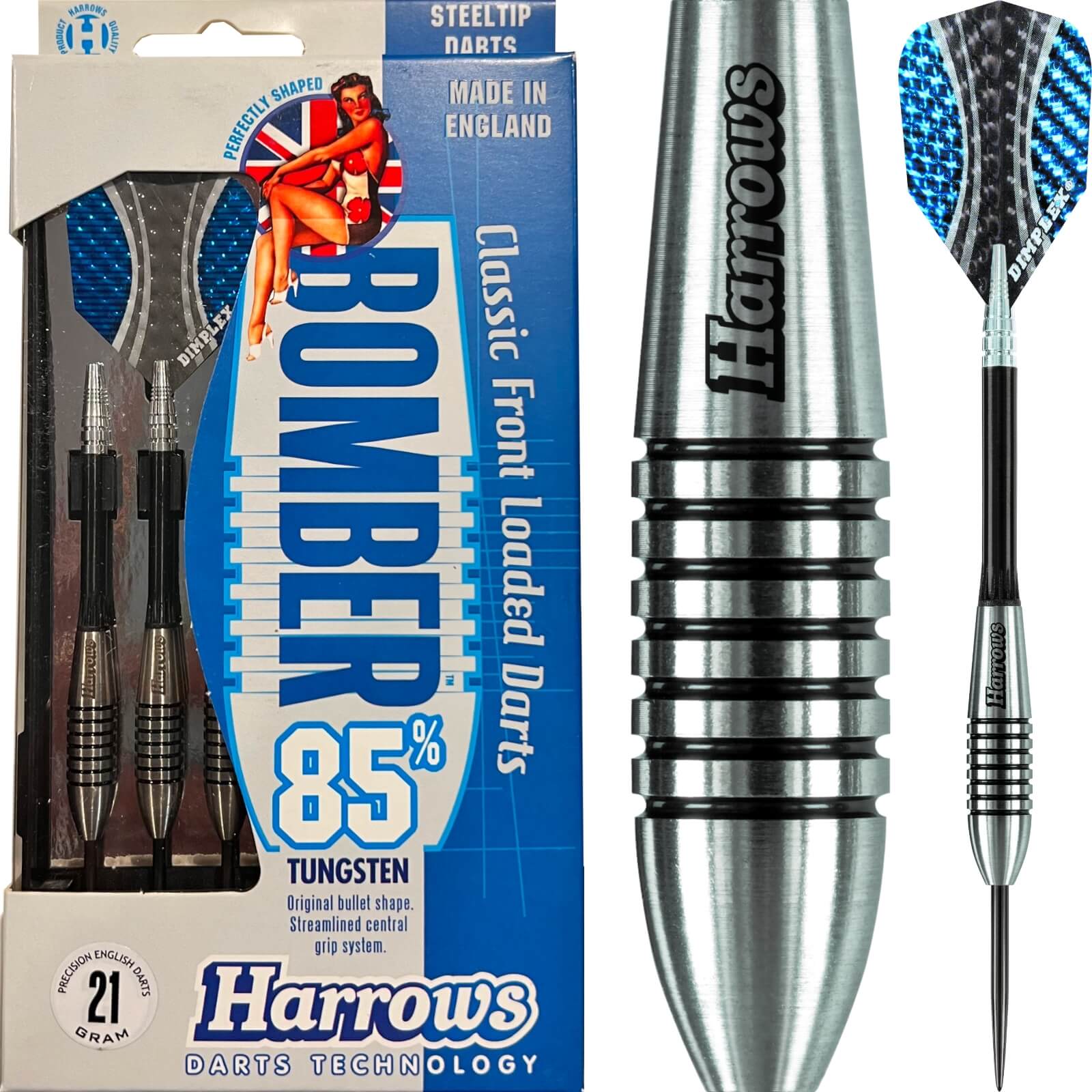 Darts - Harrows - Bomber Darts - Steel Tip - 85% Tungsten - 21g 23g 25g 27g 