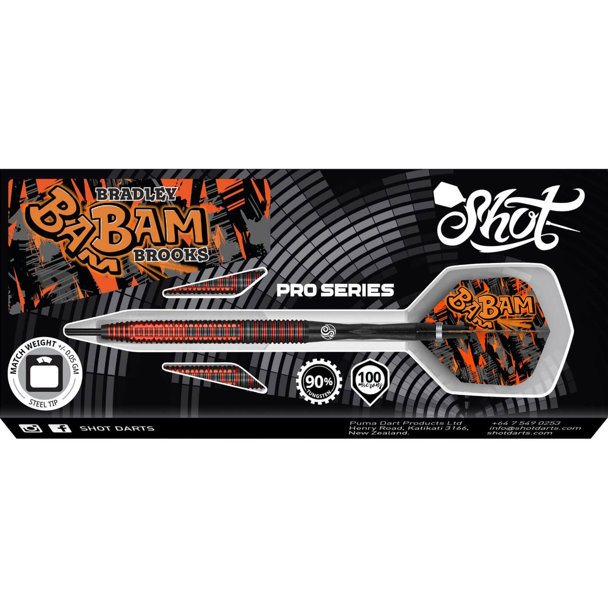 Darts - Shot - Bradley Brooks Darts - Steel Tip - 90% Tungsten - 23g 25g 