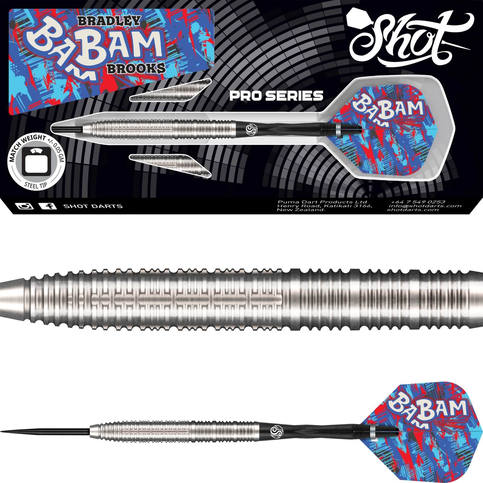 Darts - Shot - Bradley Brooks Gen 2 Darts - Steel Tip - 90% Tungsten - 23g 24g 26g