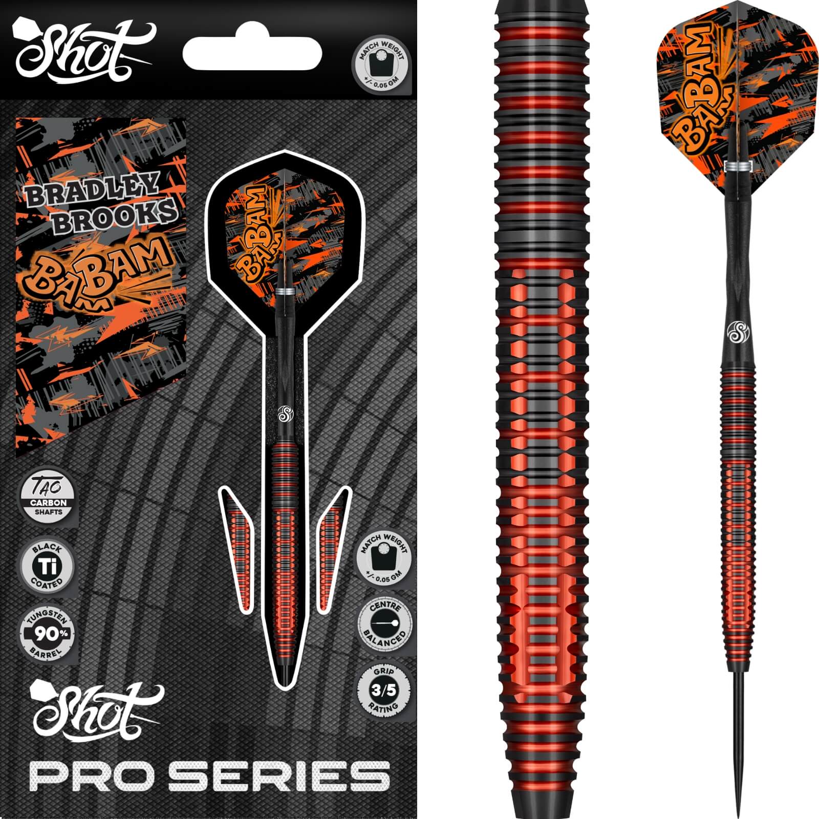 Shot - Bradley Brooks Darts - 90% Tungsten - 23g 25g -