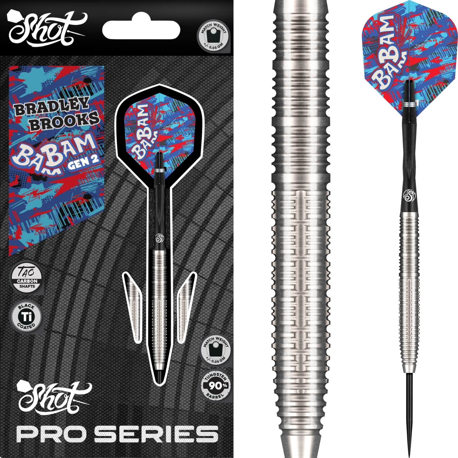 Shot - Bradley Brooks Gen 2 Darts - 90% Tungsten - 23g 24g 26g -